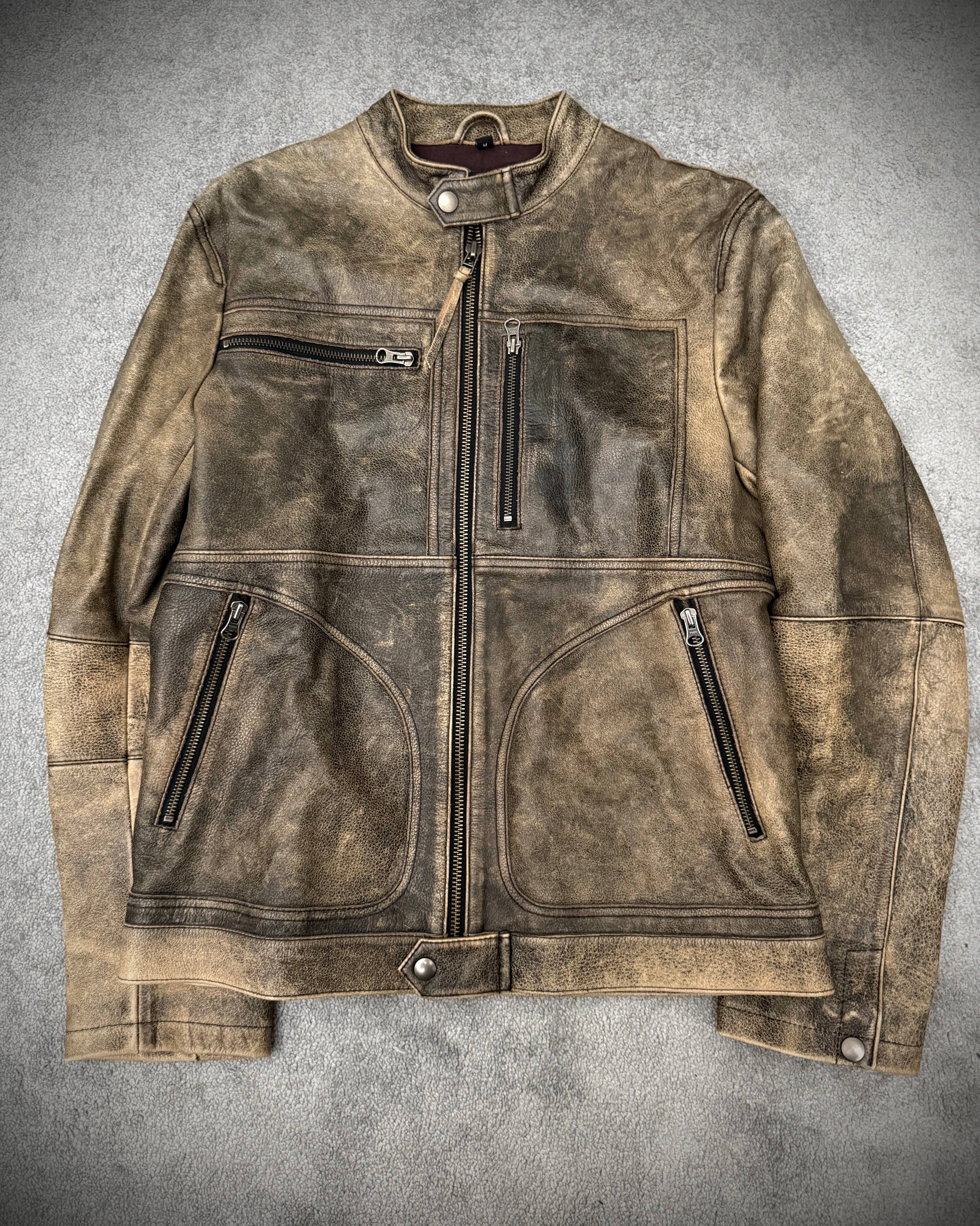 291295 = HOMME multi zip leather rider