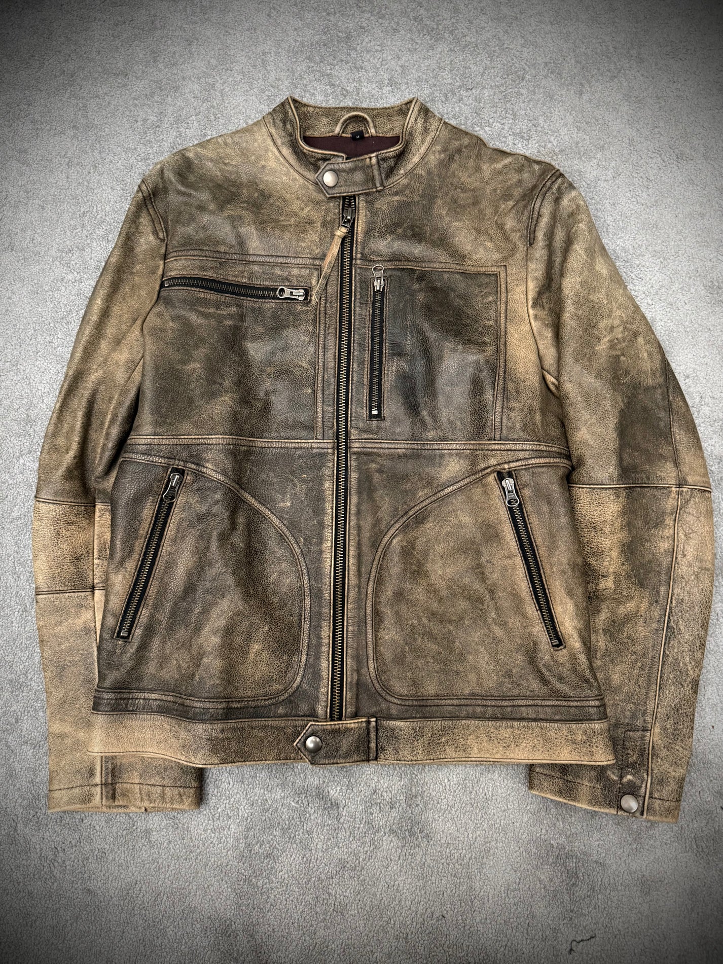 291295 = HOMME multi zip leather rider