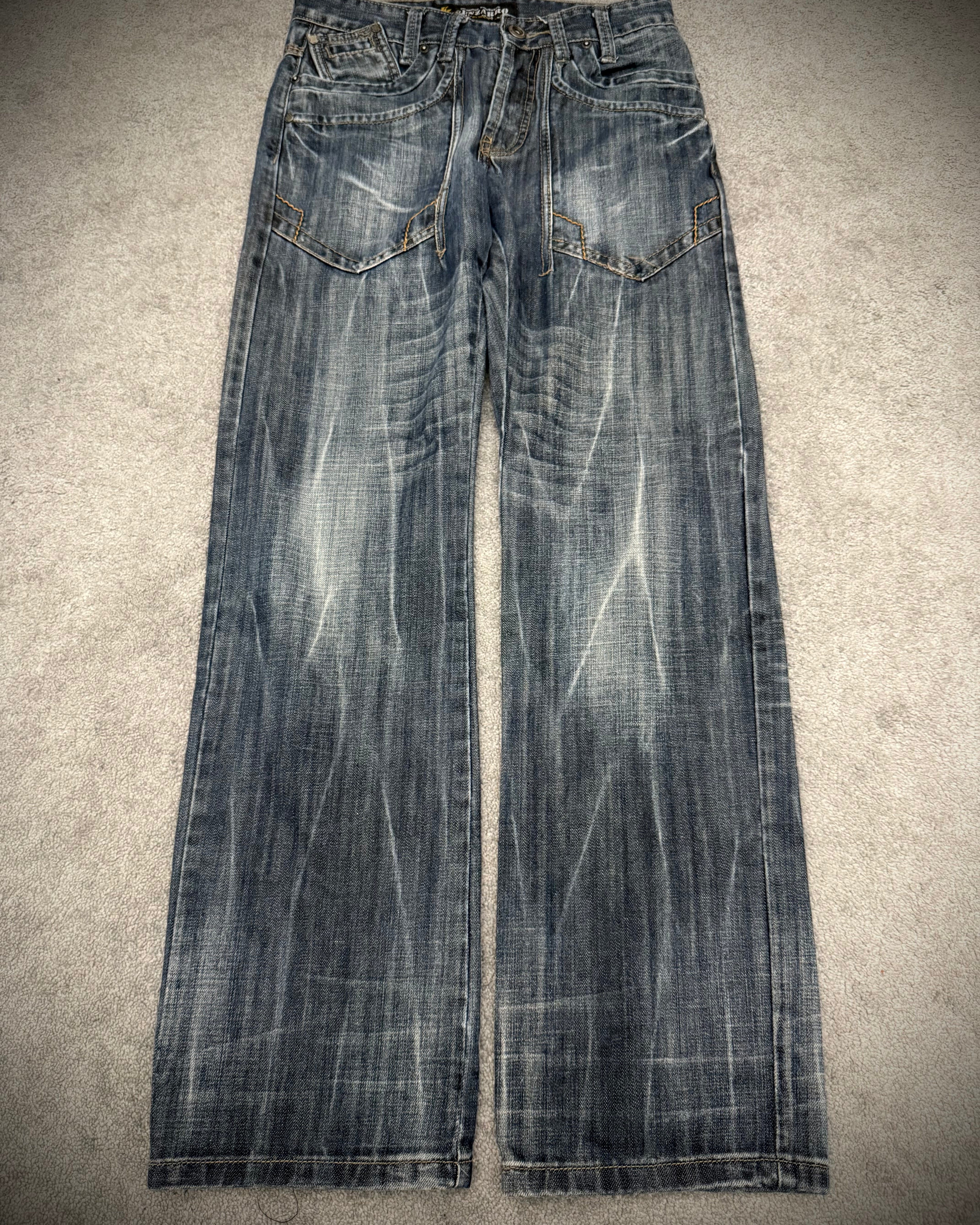 Kenzaro sword pockets Clawmark flared denim