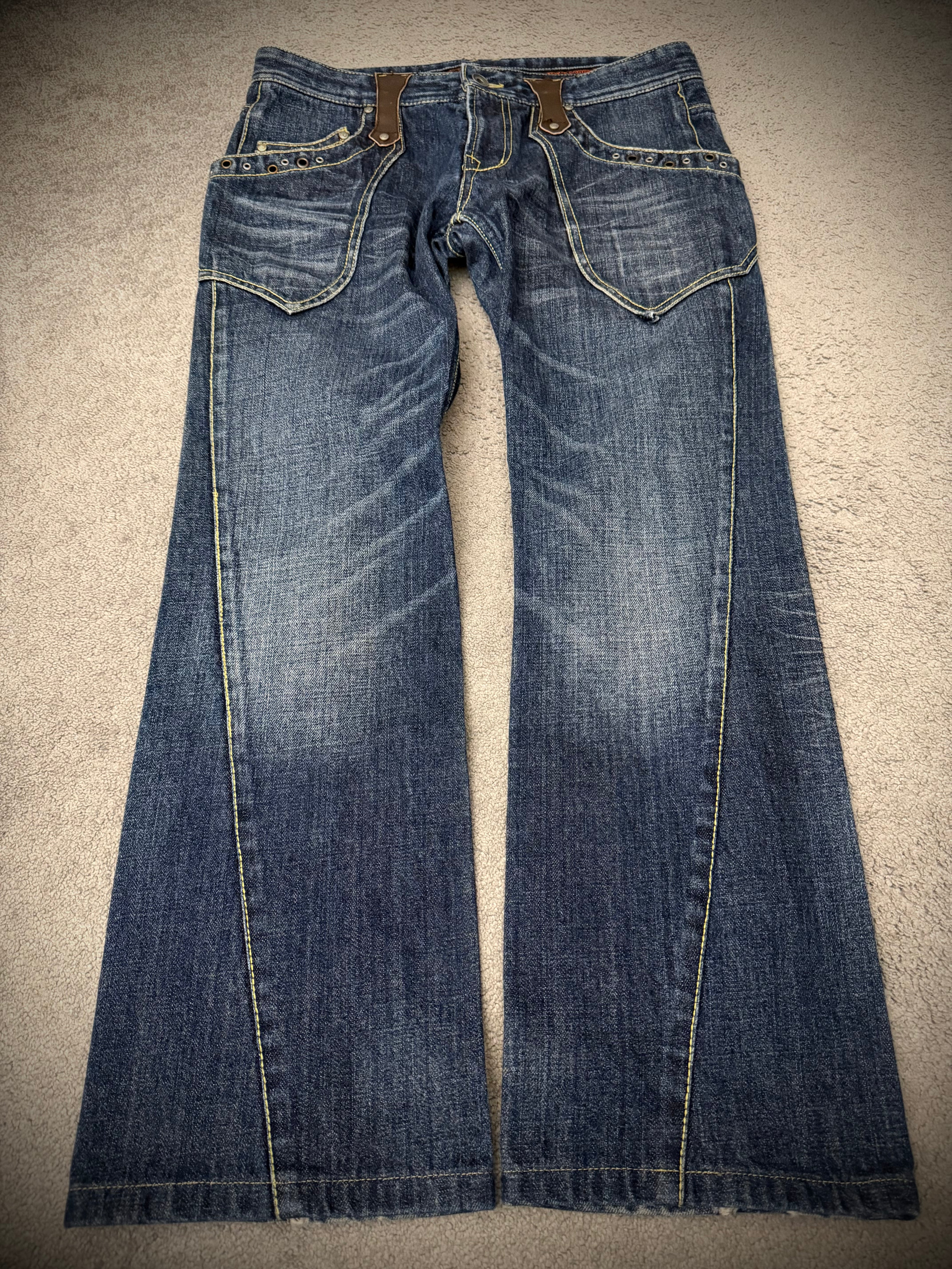 Nicole Club Studded Spiral Flap Pockets Flared Pants