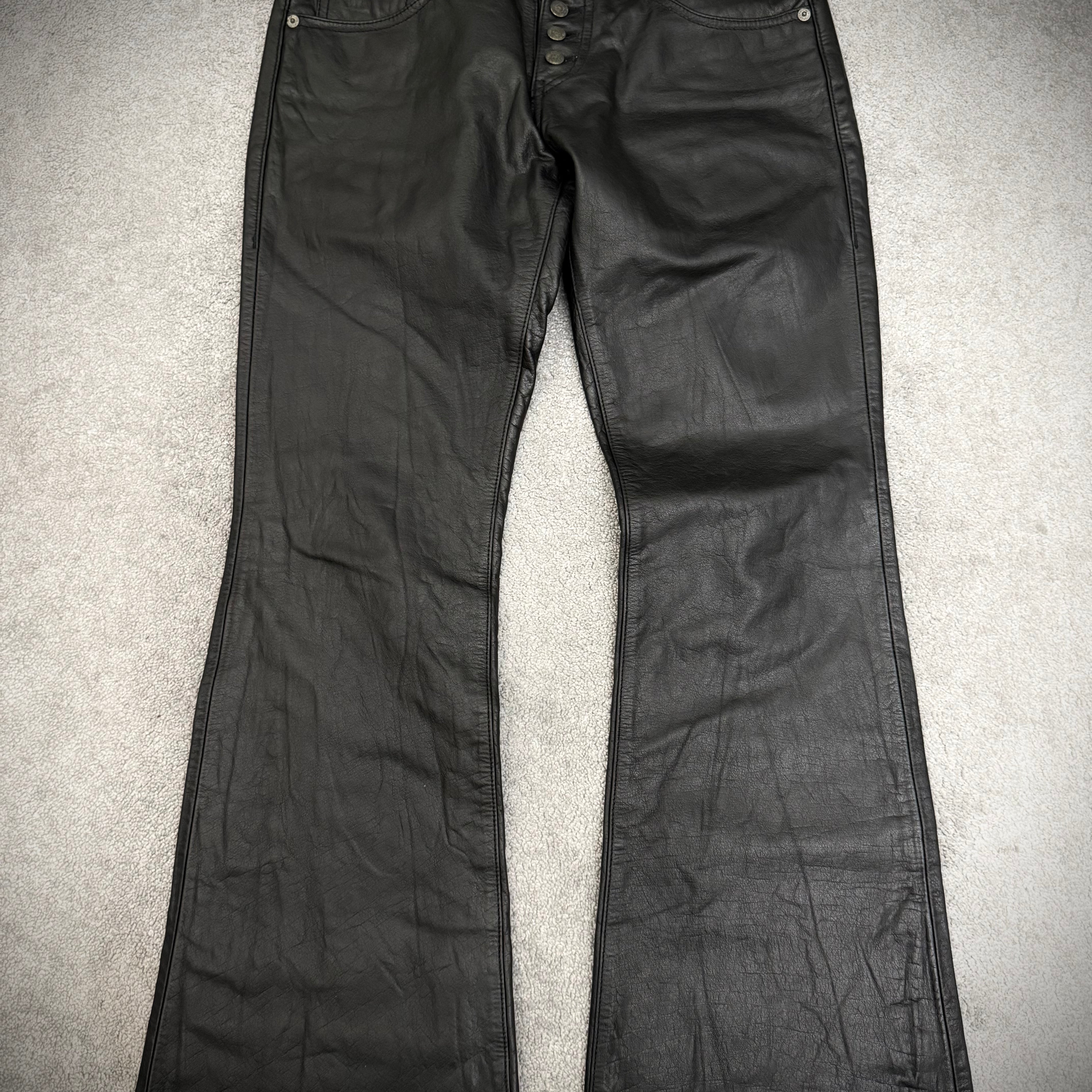 Tornado Mart Black Leather Flared Pants