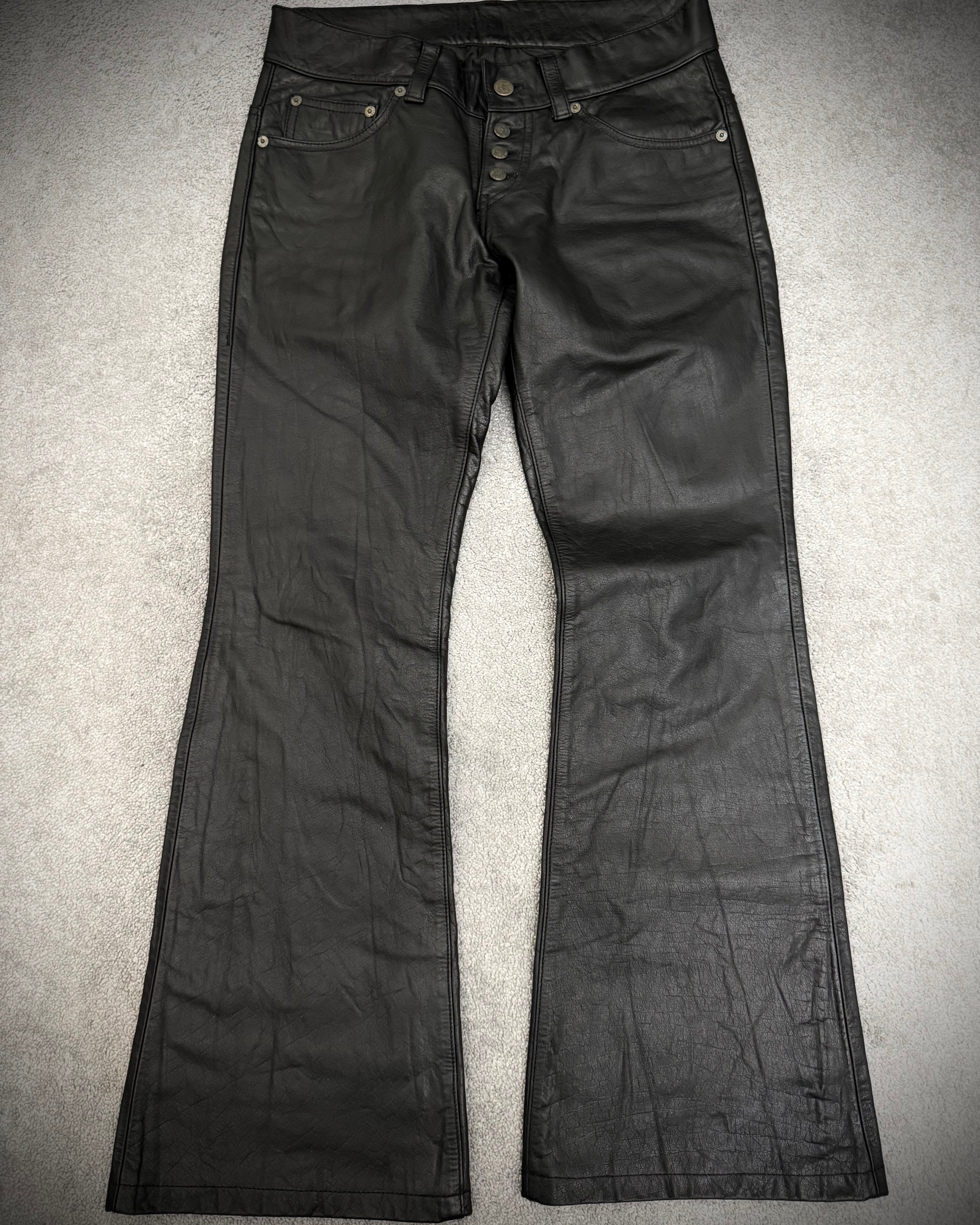 Tornado Mart Black Leather Flared Pants