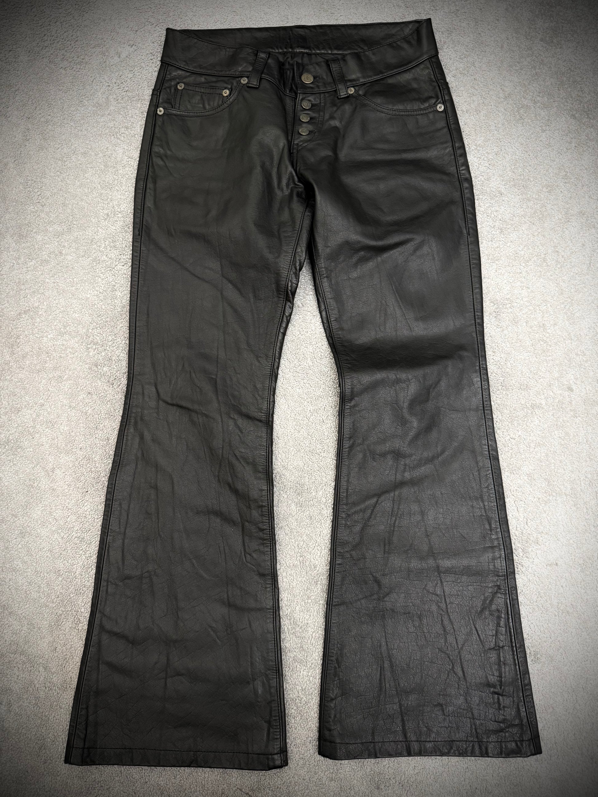 Tornado Mart Black Leather Flared Pants