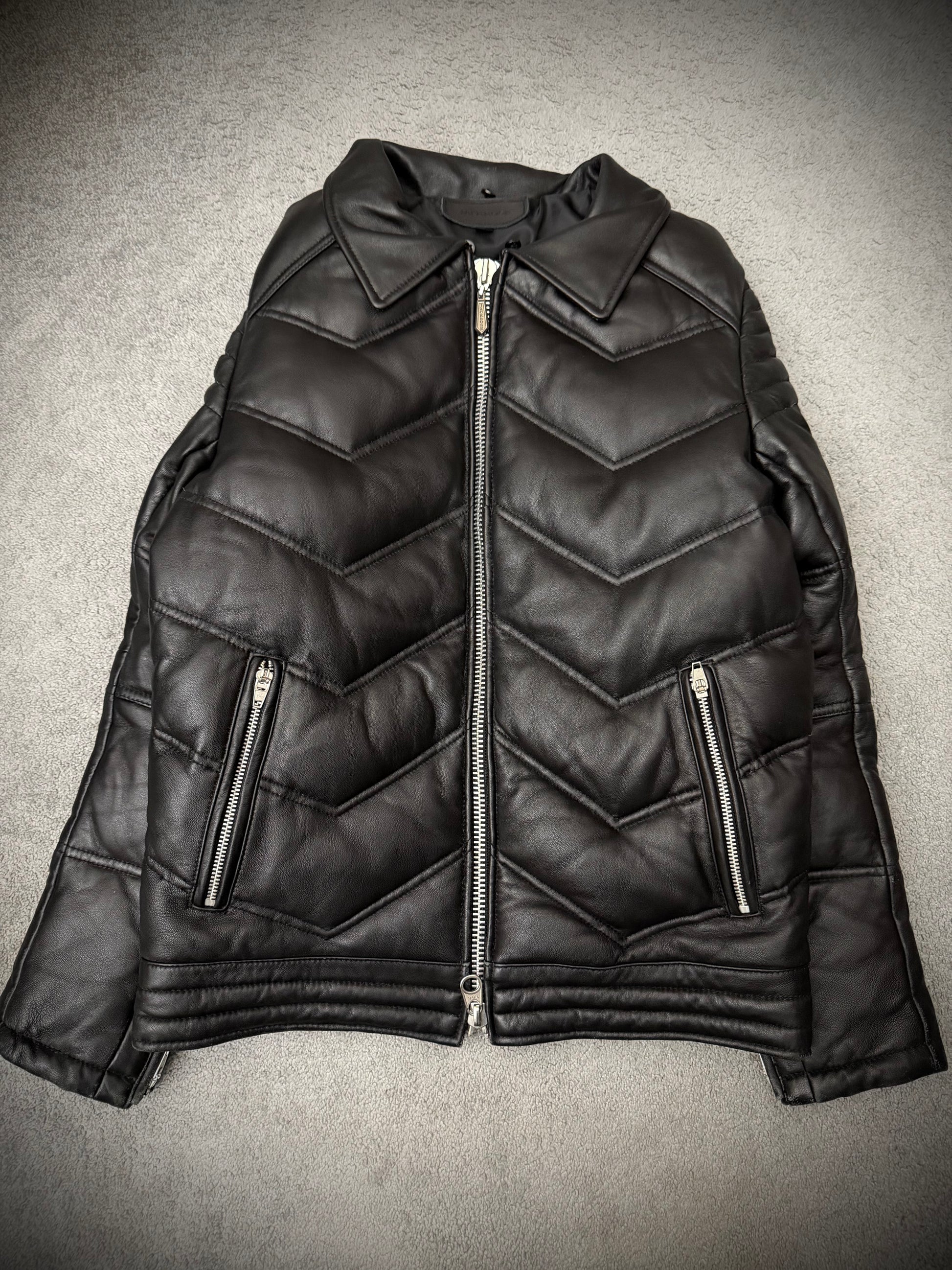 Jack Rose Leather Puffer Jacket