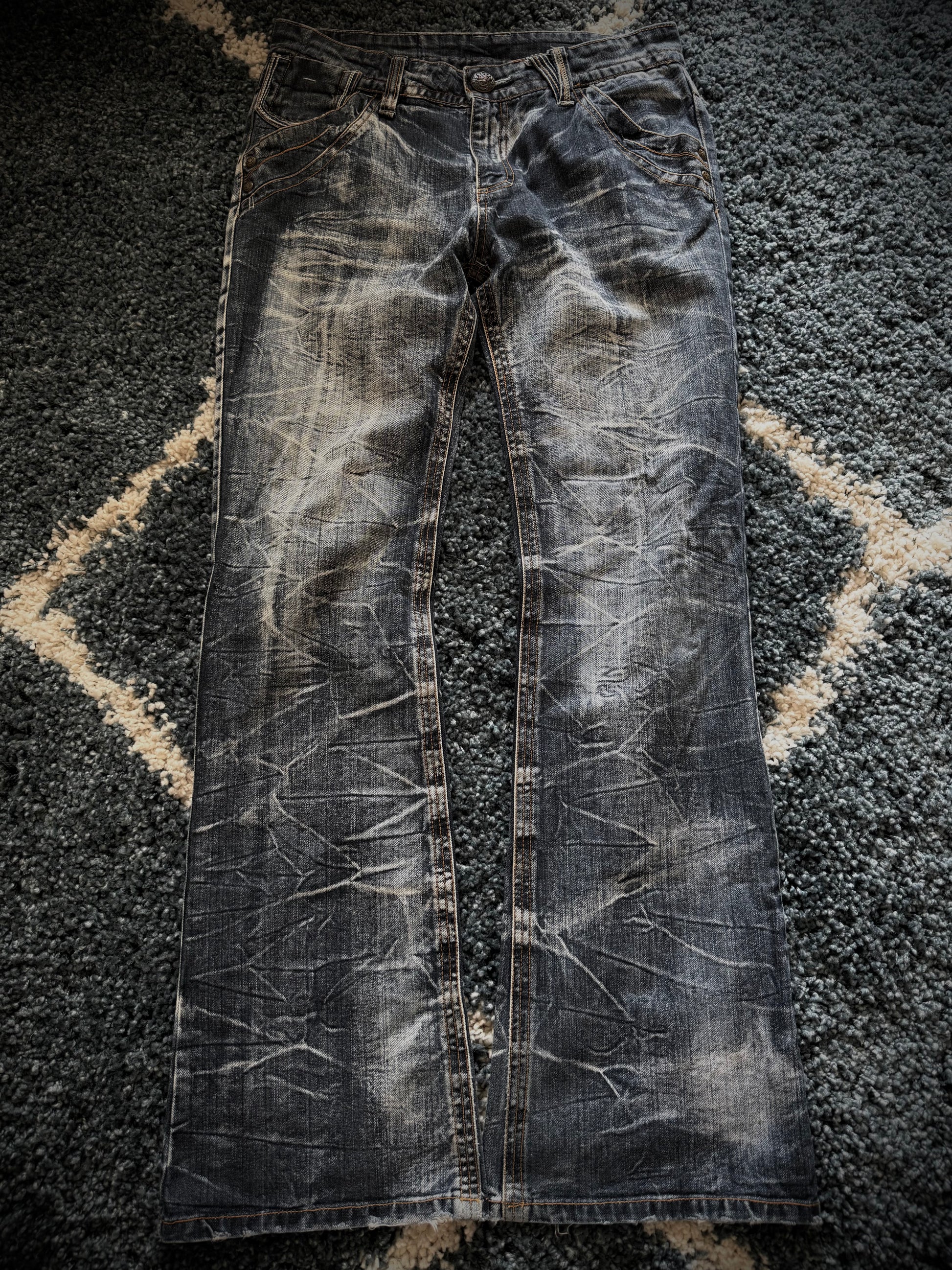 Sky Bomber honeycomb flared denim