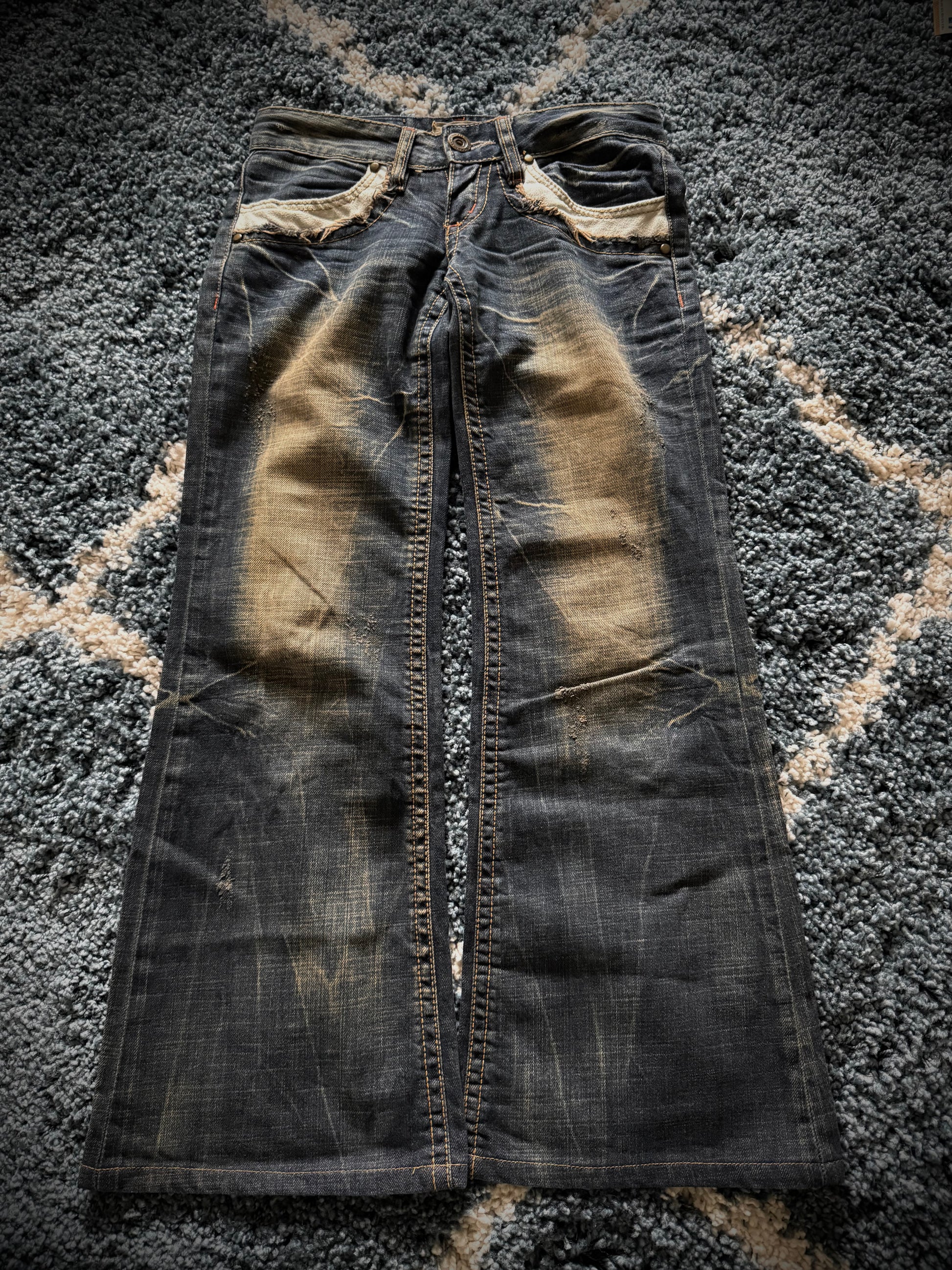 Brush x Lolita fringed pocket flared jeans