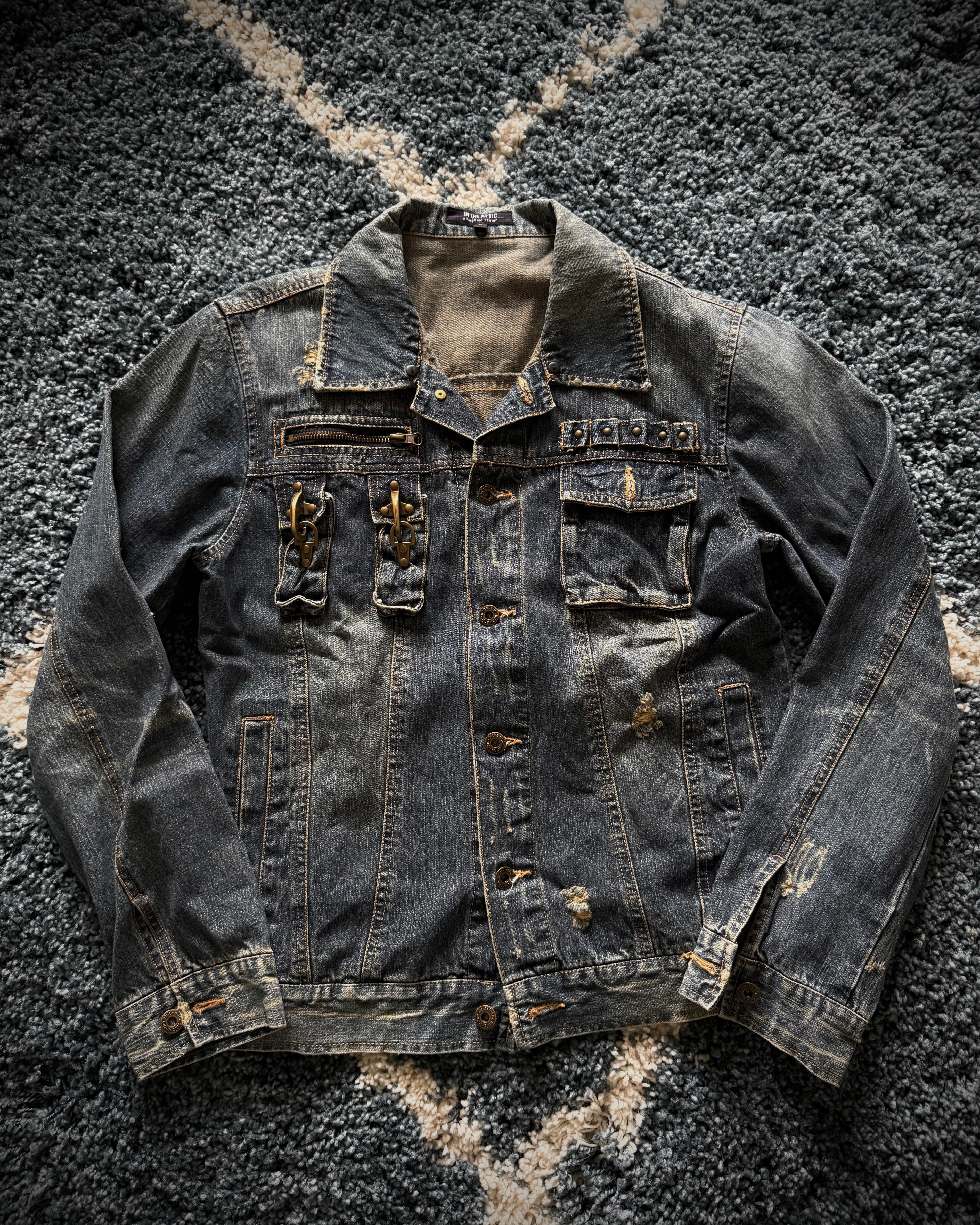 In the attic distressed cigarette holder denim jacket