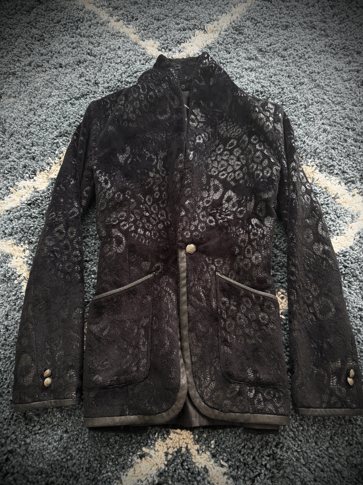 Buffalo Bobs Leopard Waxed Micro Fur Blazer