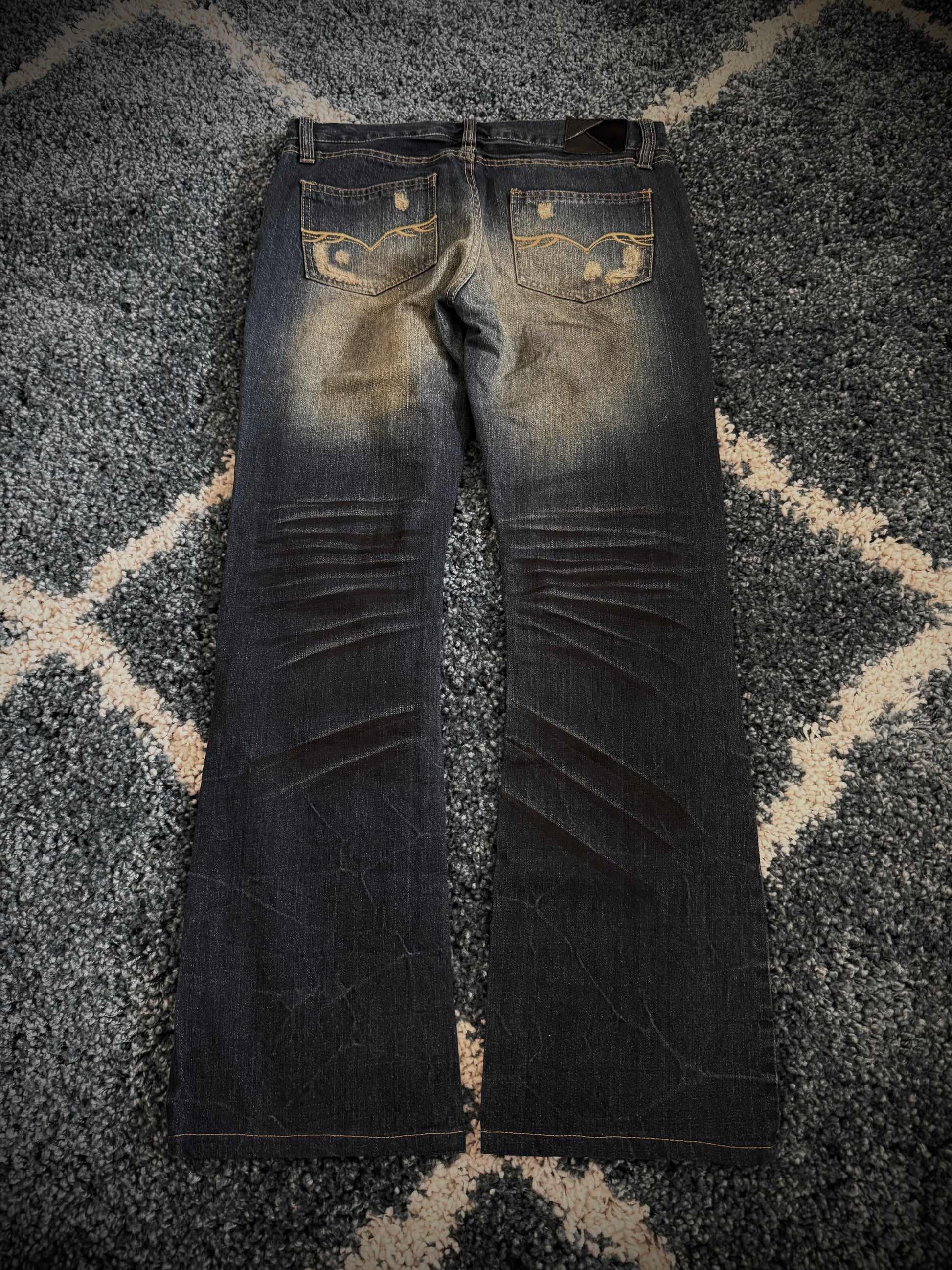 FUGA crashed honeycomb flared denim