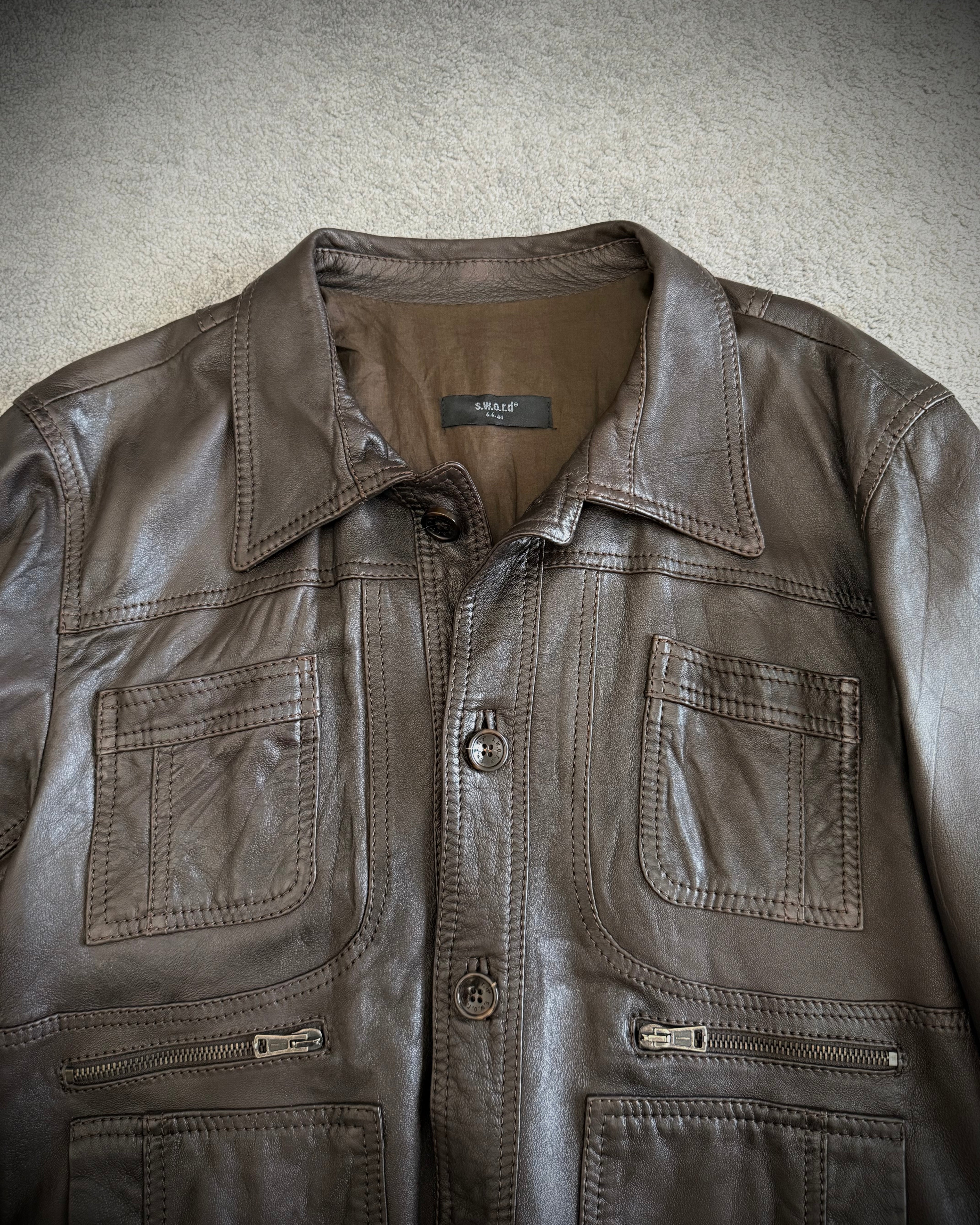 Sword Scar stitched leather jacket