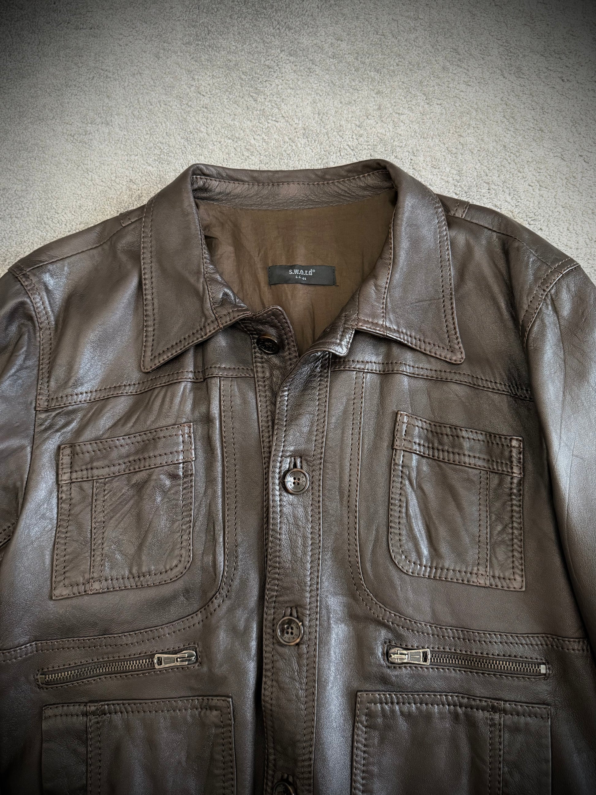 Sword Scar stitched leather jacket