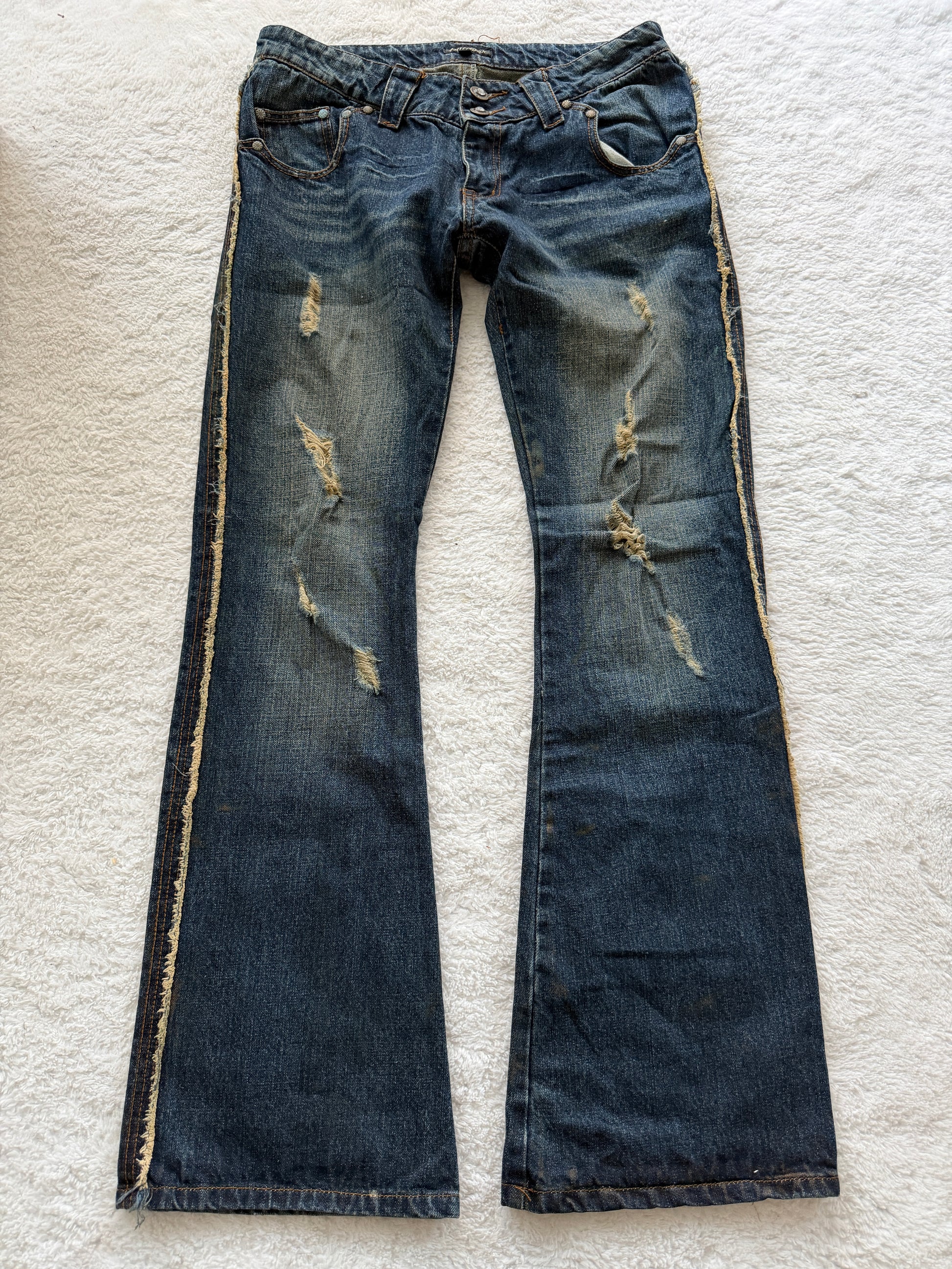 Philodox Crystal Distressed Flared Denim