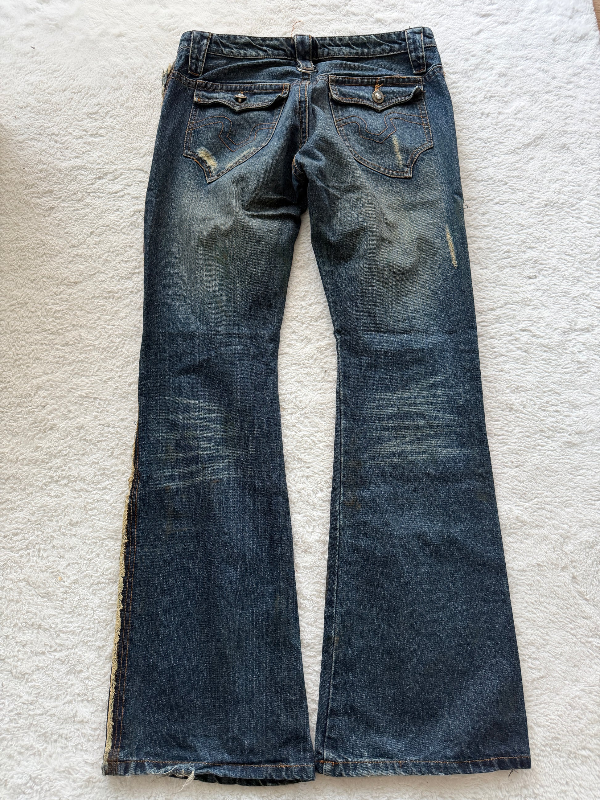 Philodox Crystal Distressed Flared Denim