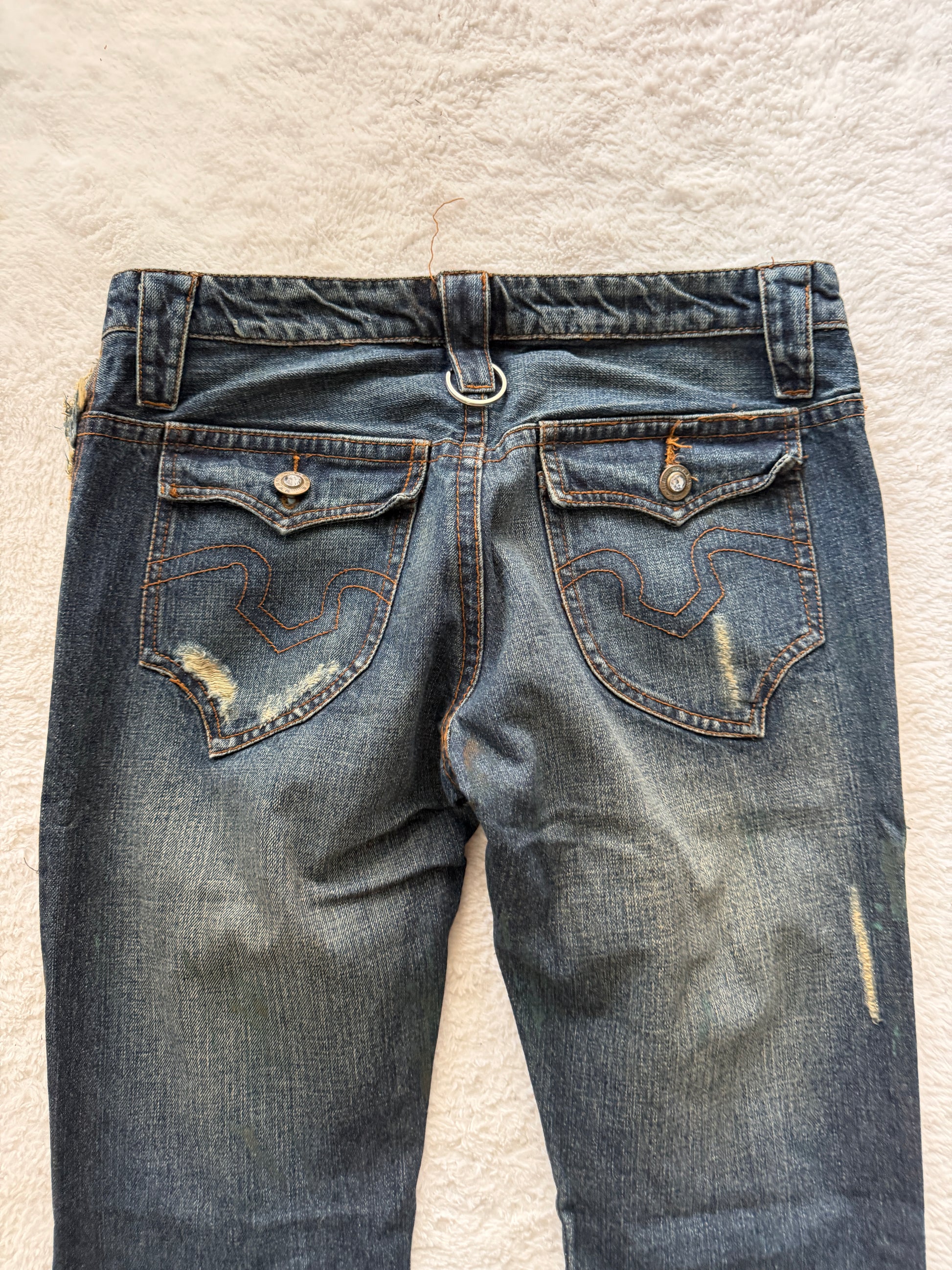 Philodox Crystal Distressed Flared Denim