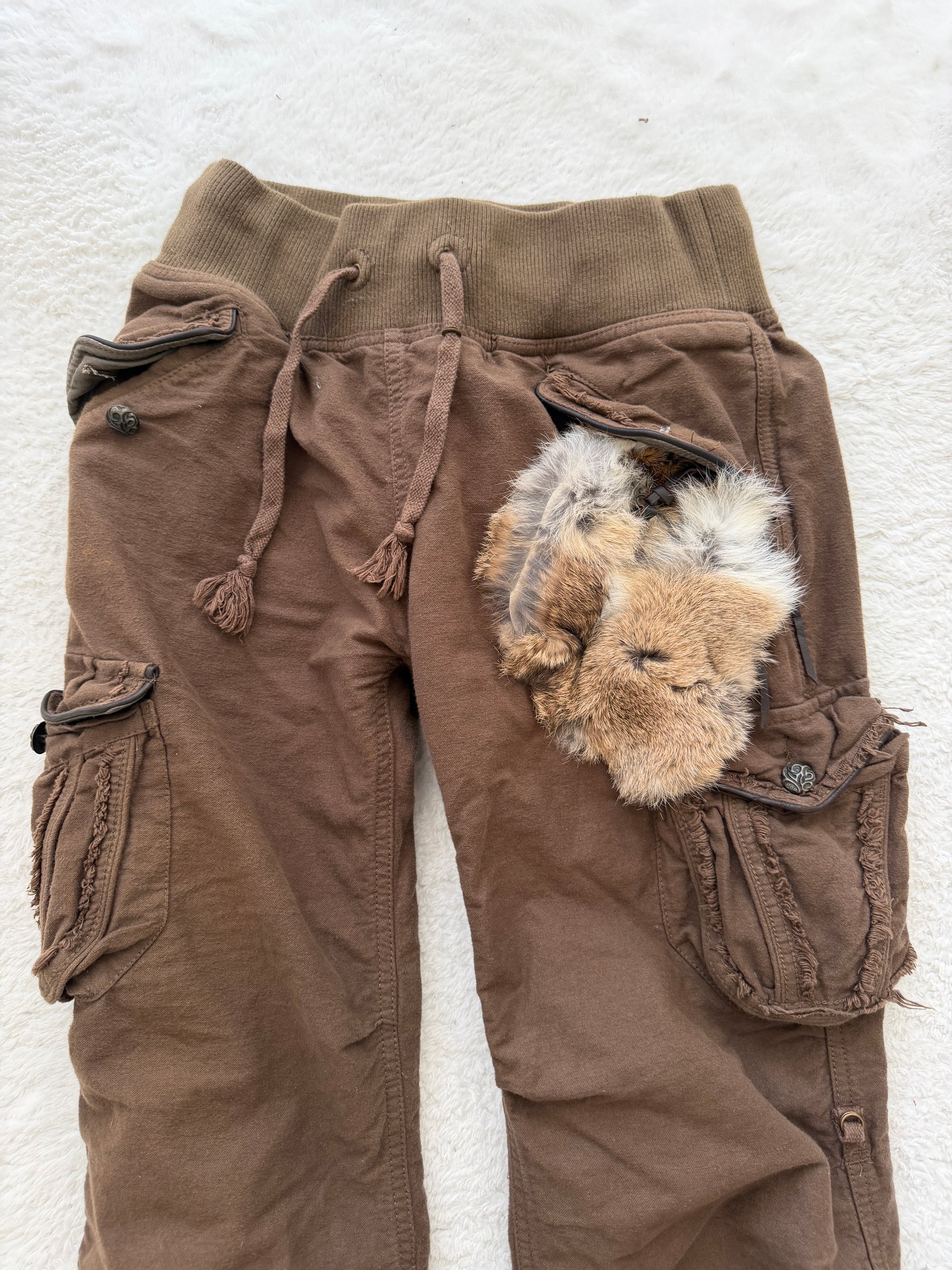 G.O.A. Rustic Rabbit Fur Cargo Pants