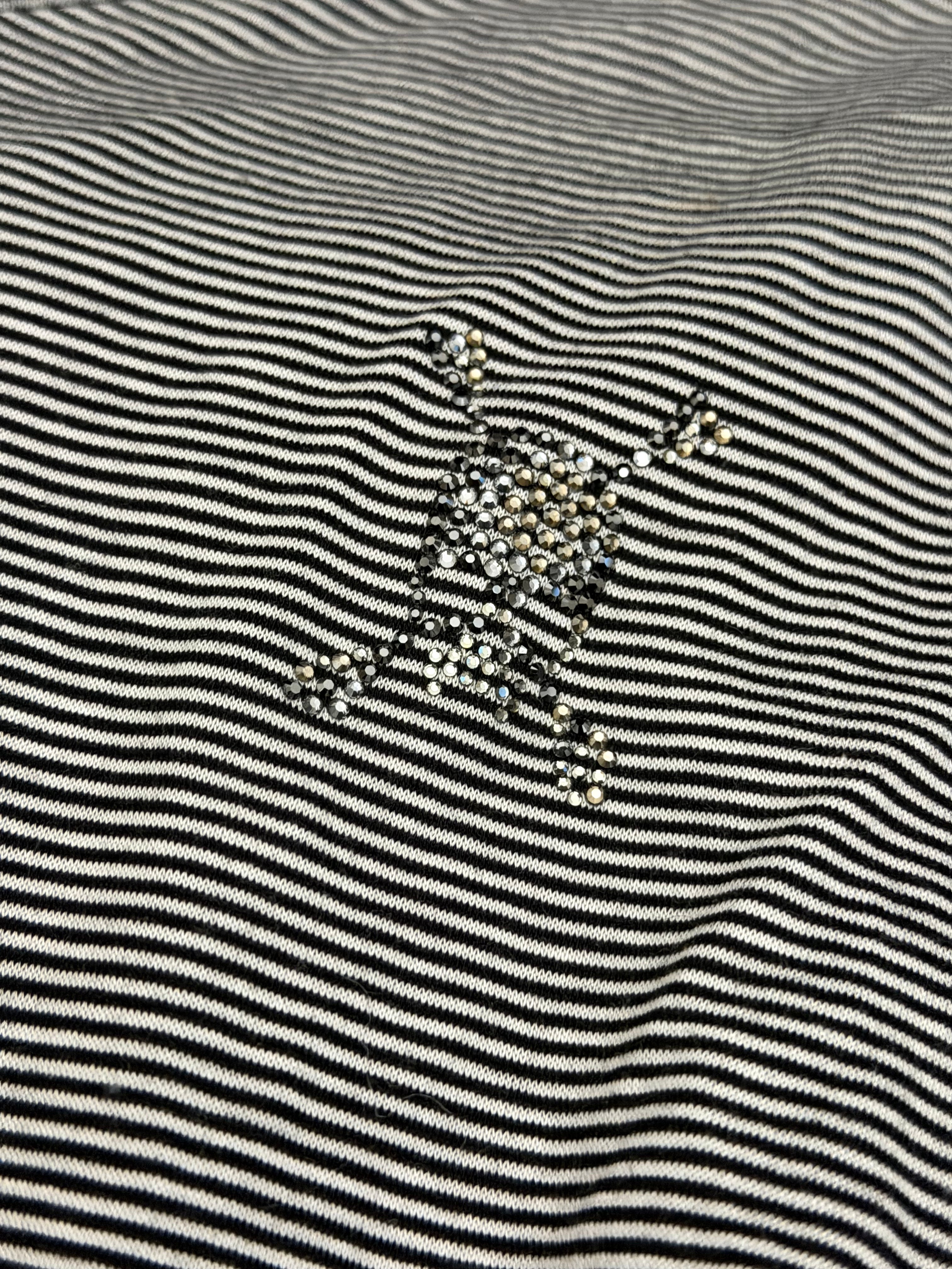 Roen Pinstripe Rhinestone Skull Longsleeve