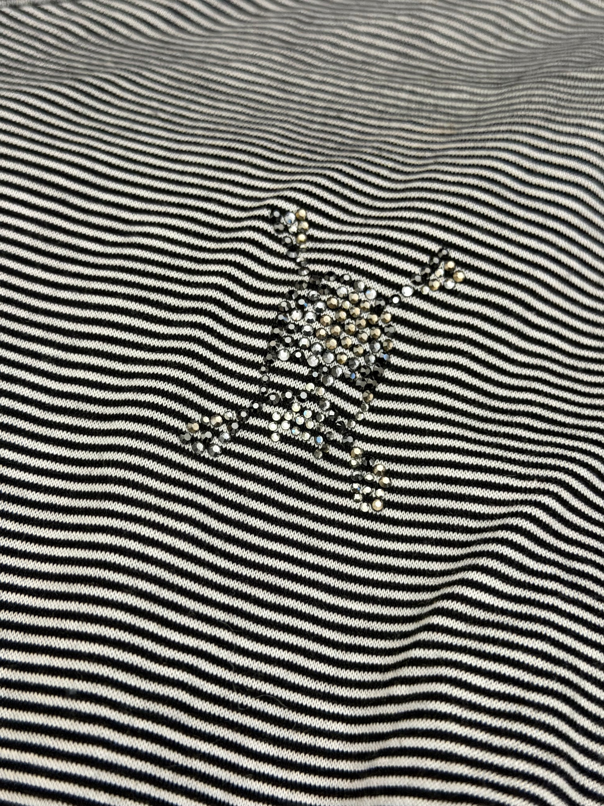 Roen Pinstripe Rhinestone Skull Longsleeve