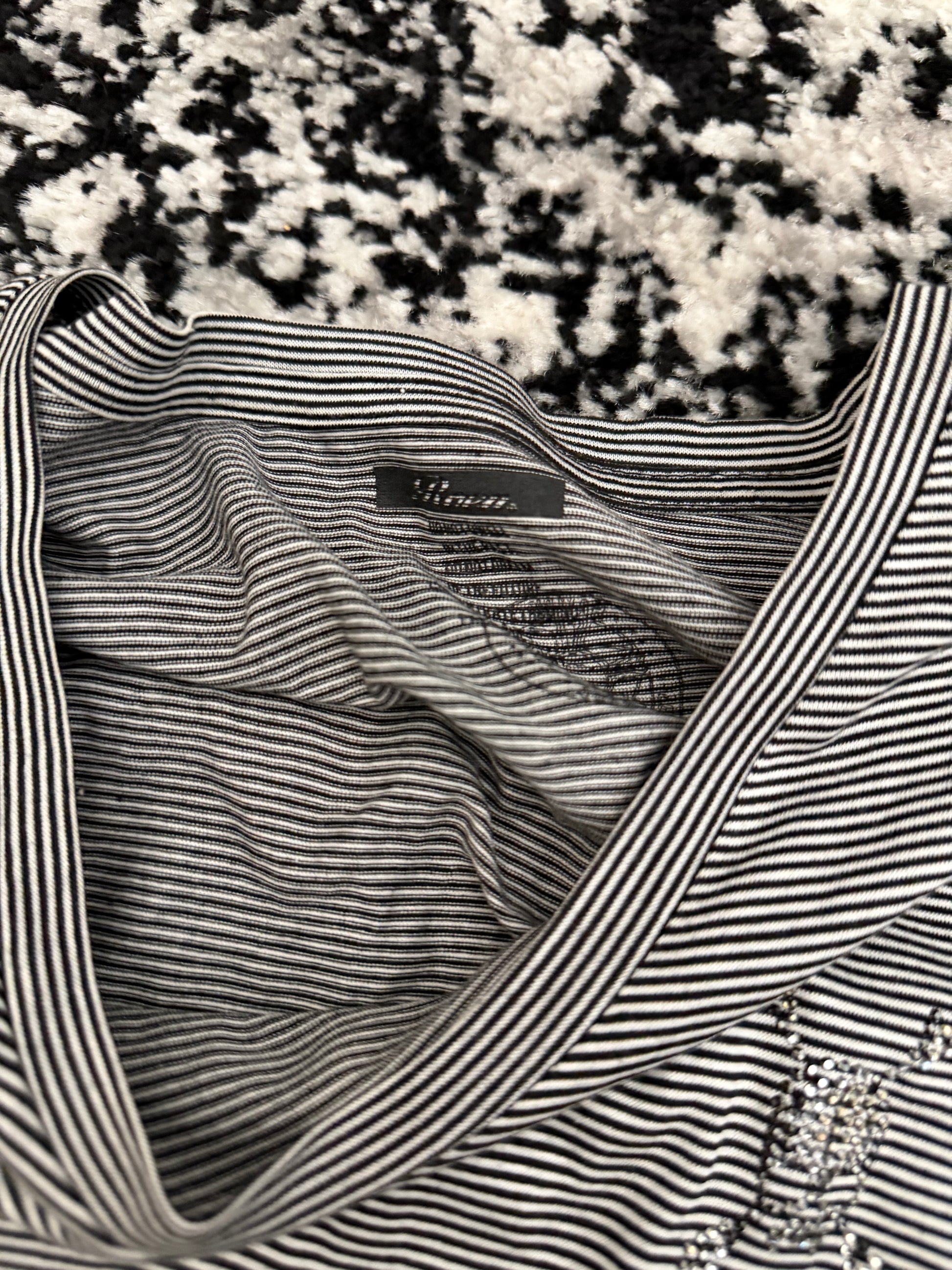 Roen Pinstripe Rhinestone Skull Longsleeve