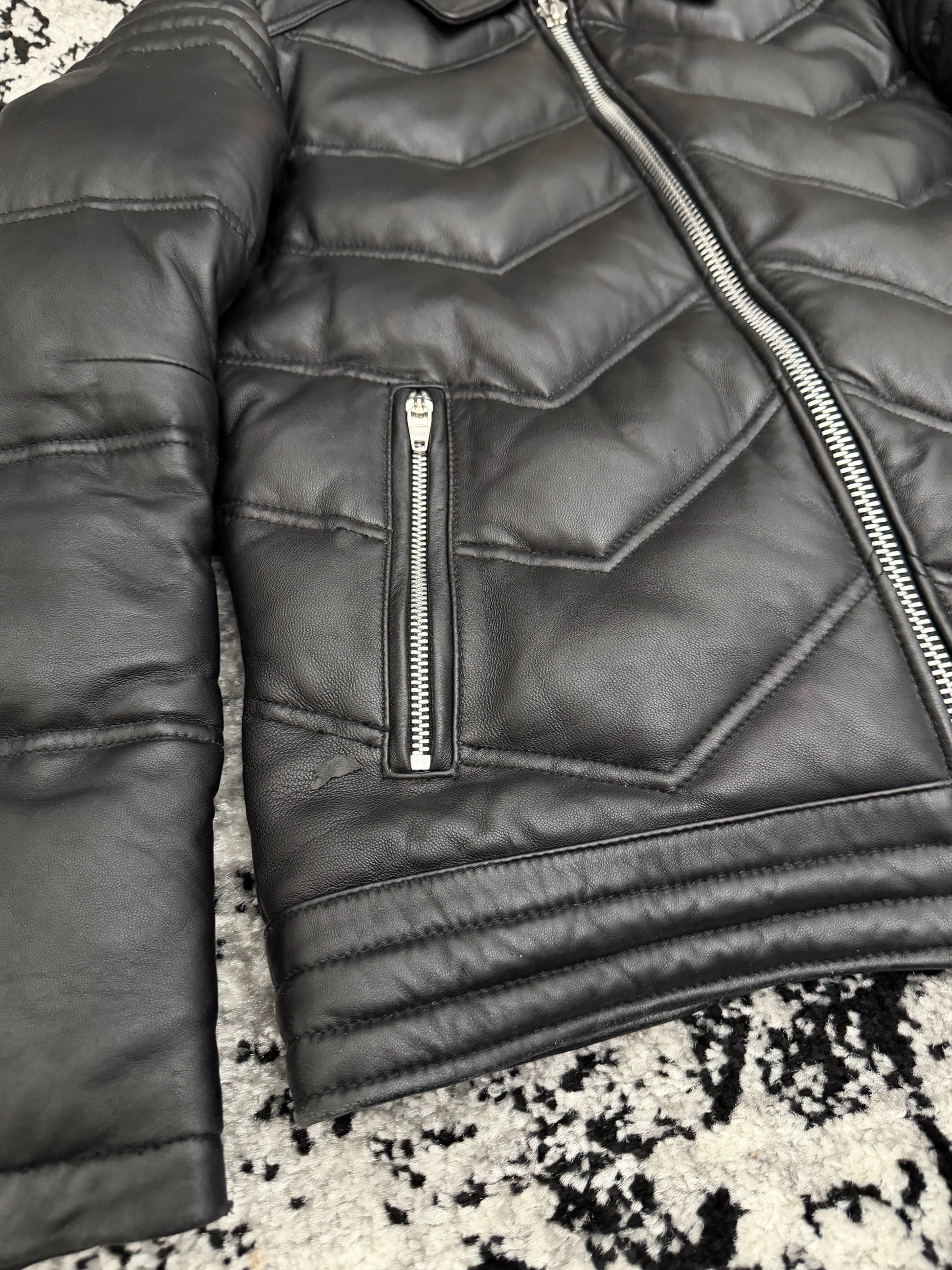 Jack Rose Leather Puffer Jacket