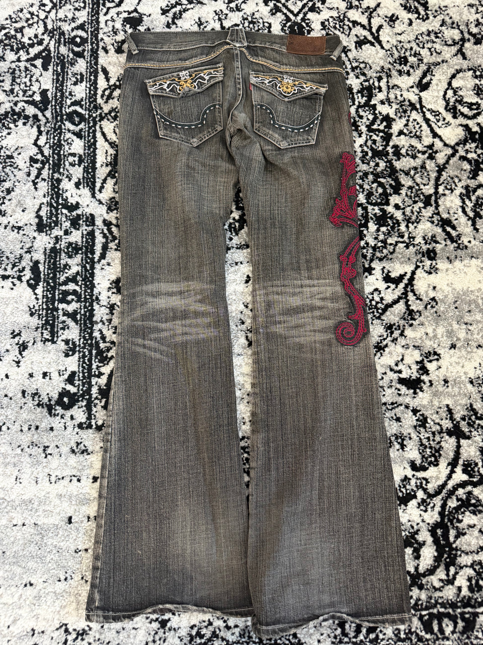 Tornado Mart 00‘s Embroidered Flap Pocket Royal Flared Denim Pants