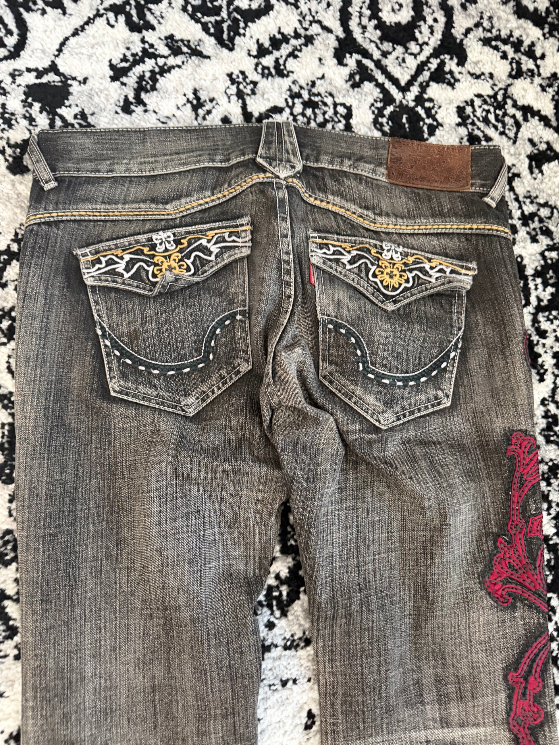 Tornado Mart 00‘s Embroidered Flap Pocket Royal Flared Denim Pants