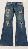 Morgan Homme Leather Detailed Flap Pocket Panel Flared Denim