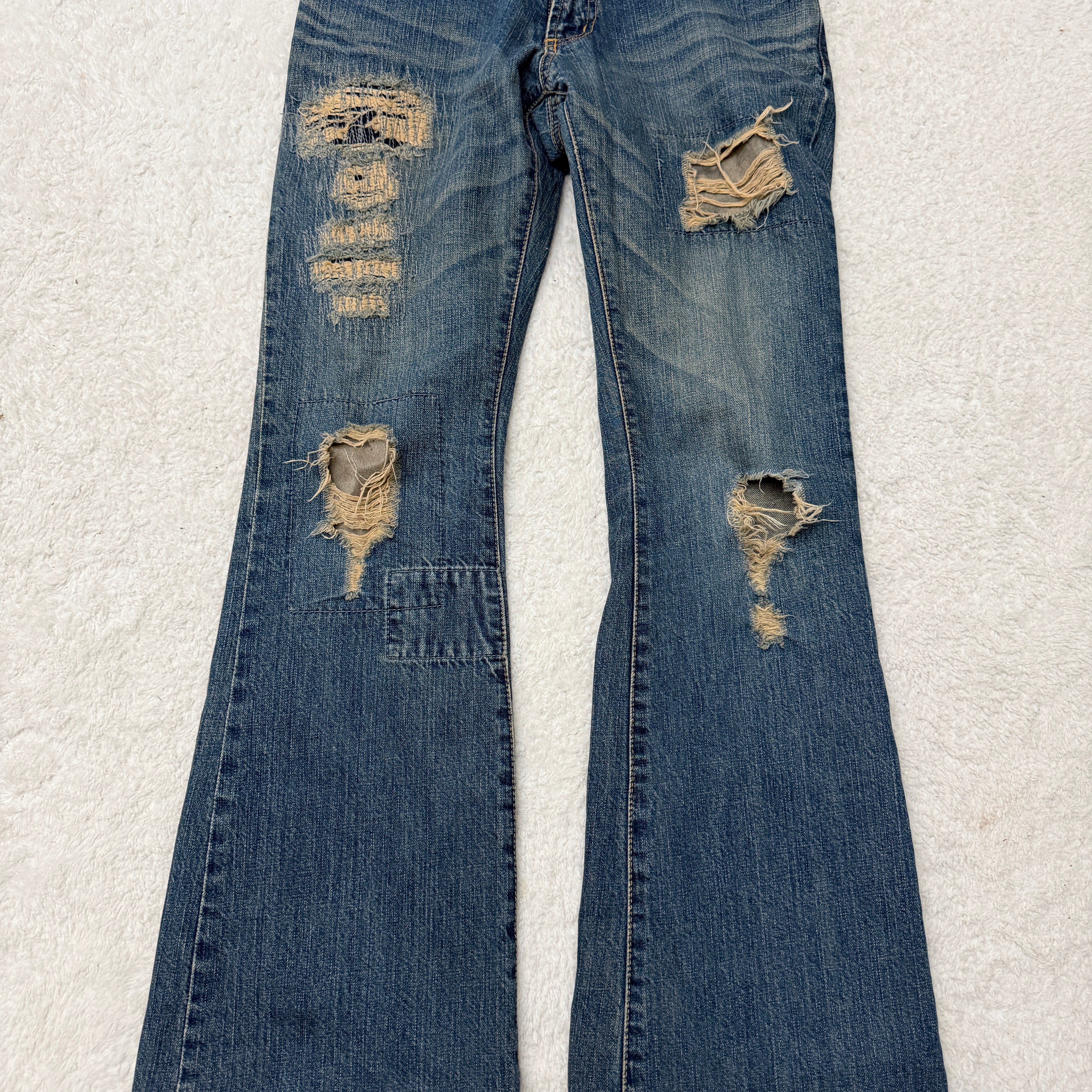 Morgan Homme Leather Detailed Flap Pocket Panel Flared Denim