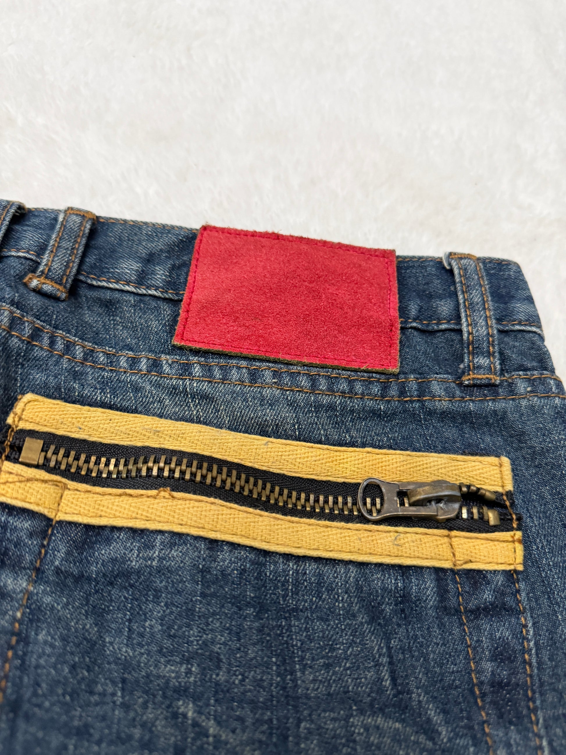 Fuzzy Crystal Distressed Acid Wash Flared Pants