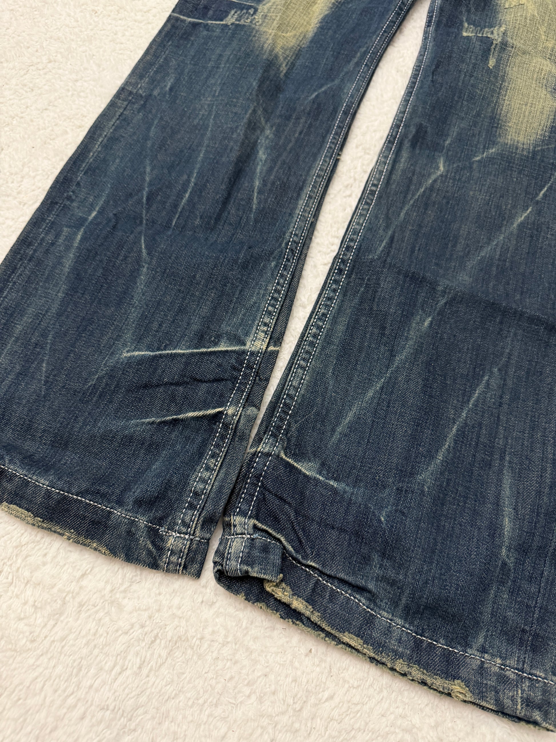 Lolita Scar Stitched Mud Washed Flared Pants