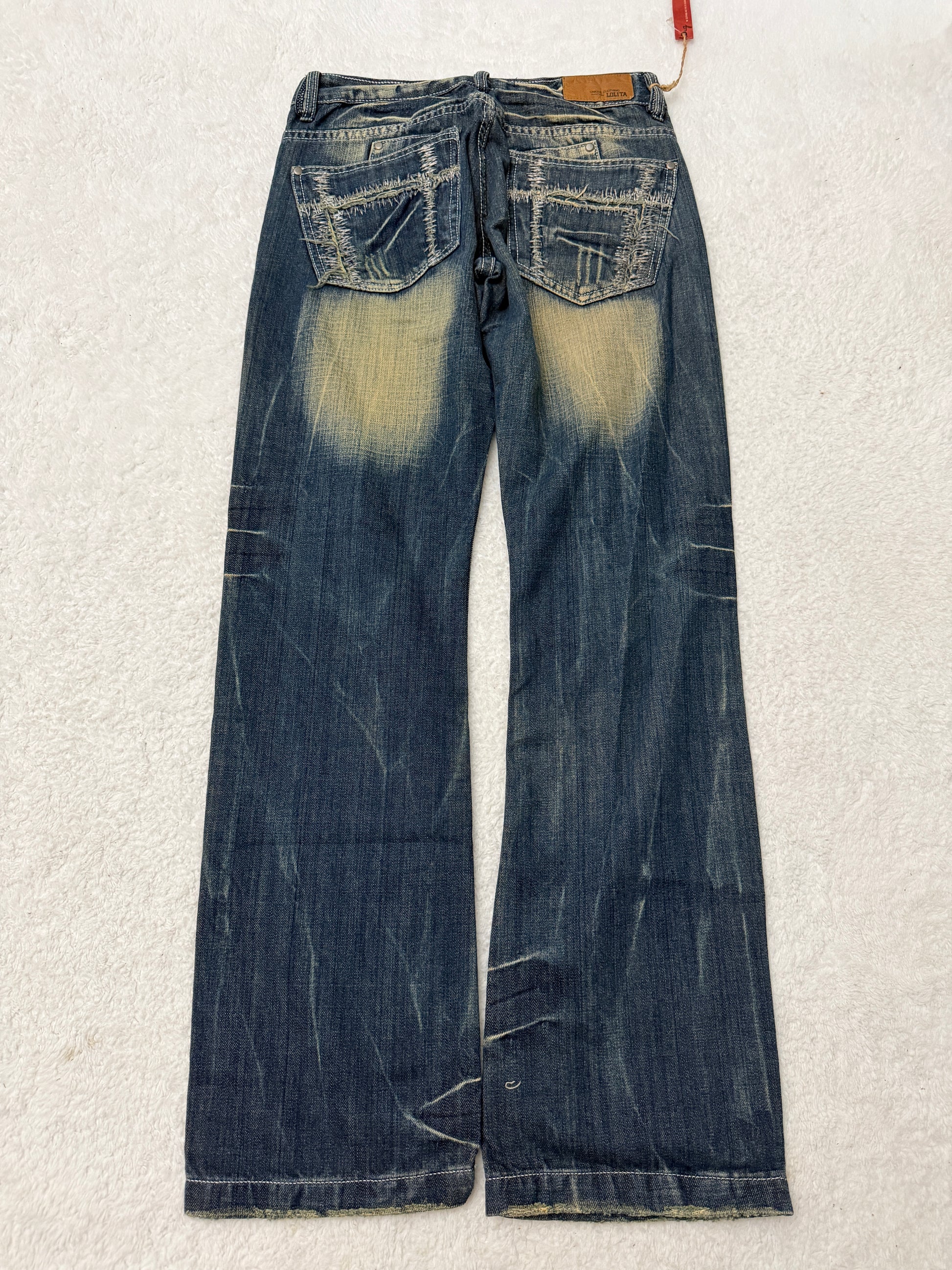 Lolita Scar Stitched Mud Washed Flared Pants
