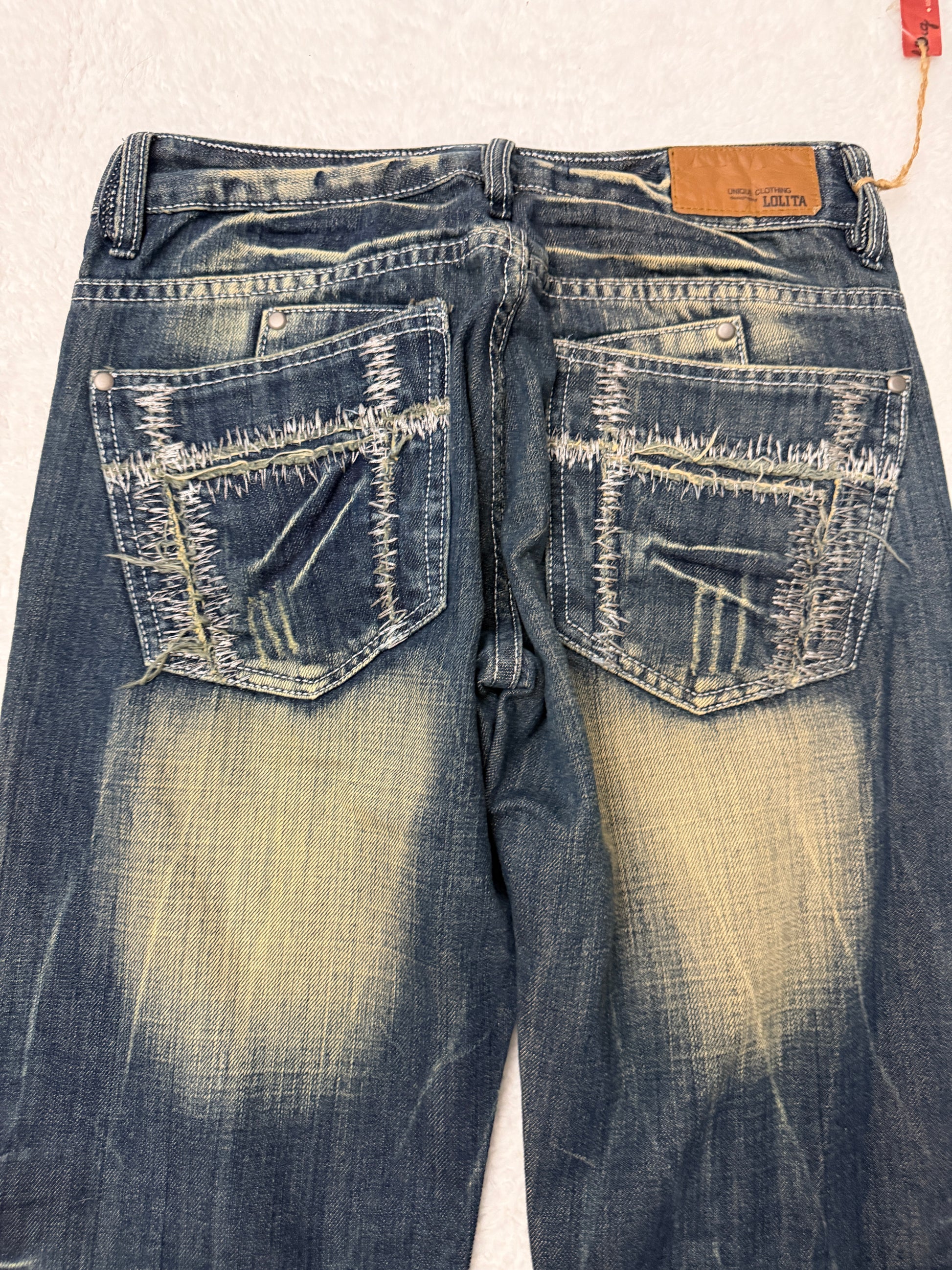 Lolita Scar Stitched Mud Washed Flared Pants