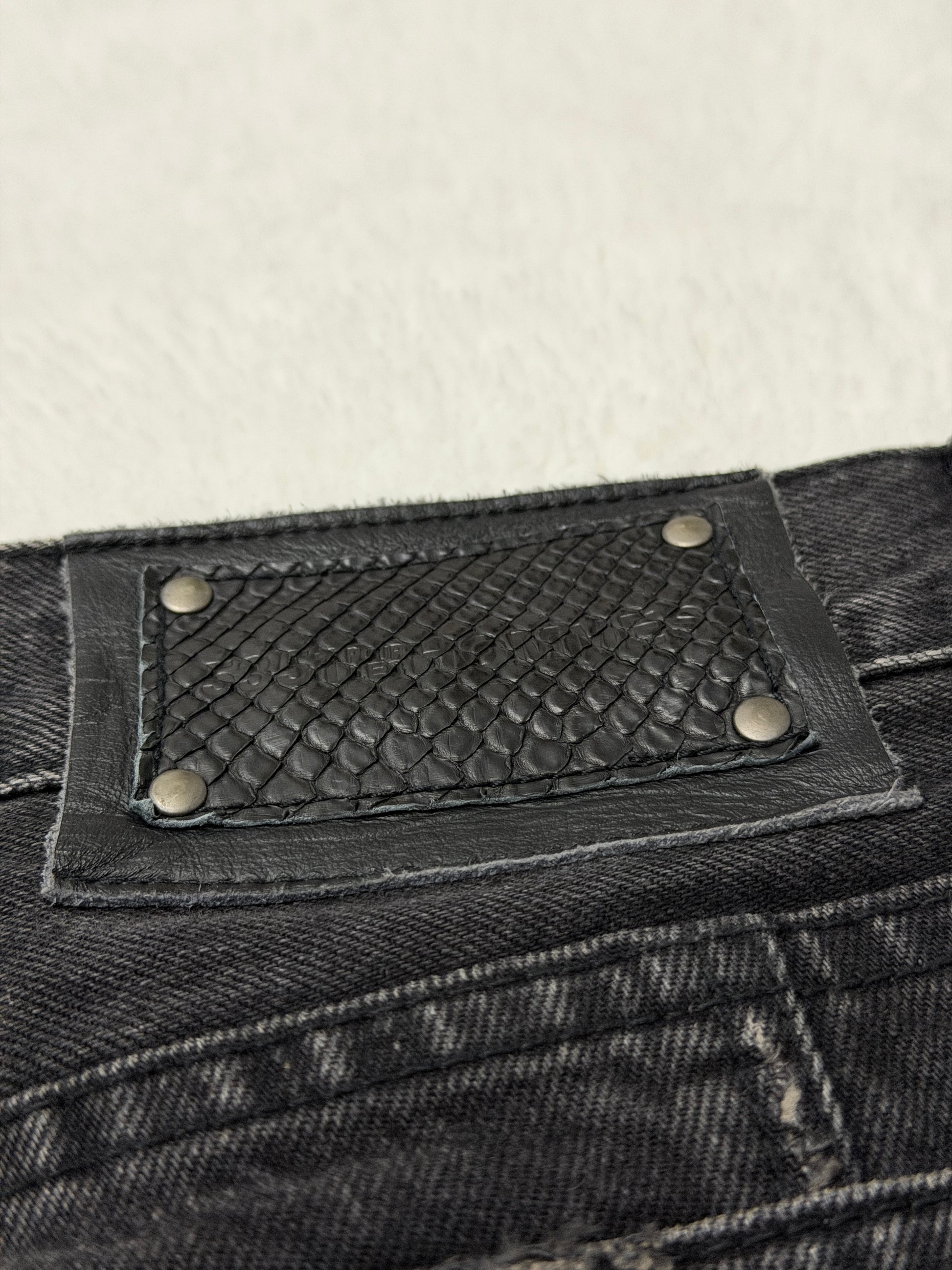 5351 Pour Les Hommes Snakeskin Patch Flared Denim
