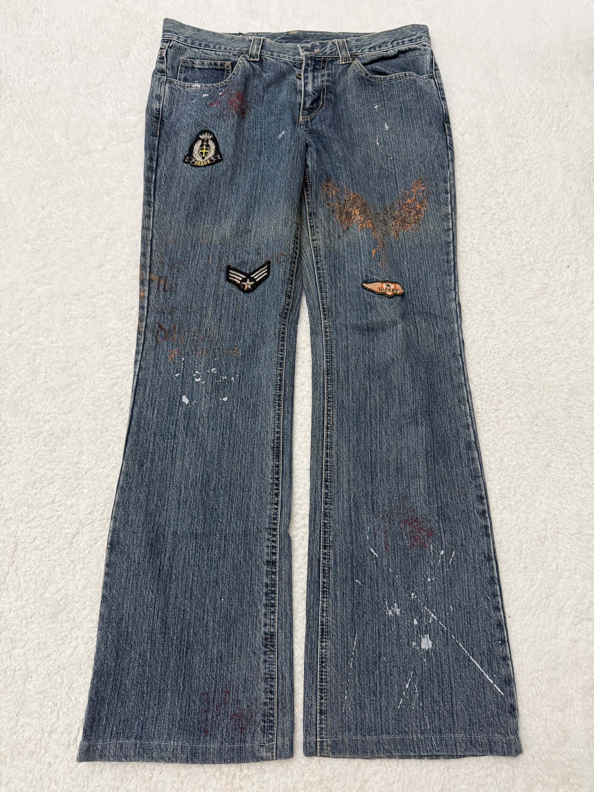 Nicole Club Splattered Patch Flared Pants