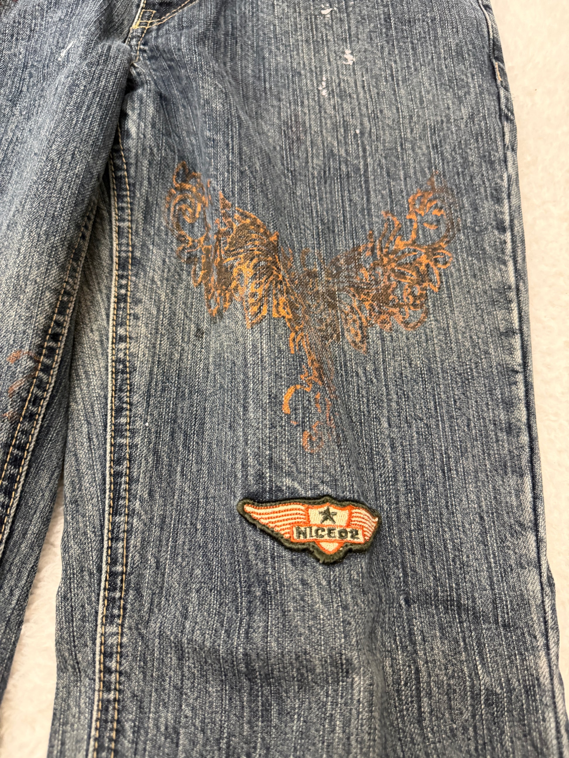 Nicole Club Splattered Patch Flared Pants