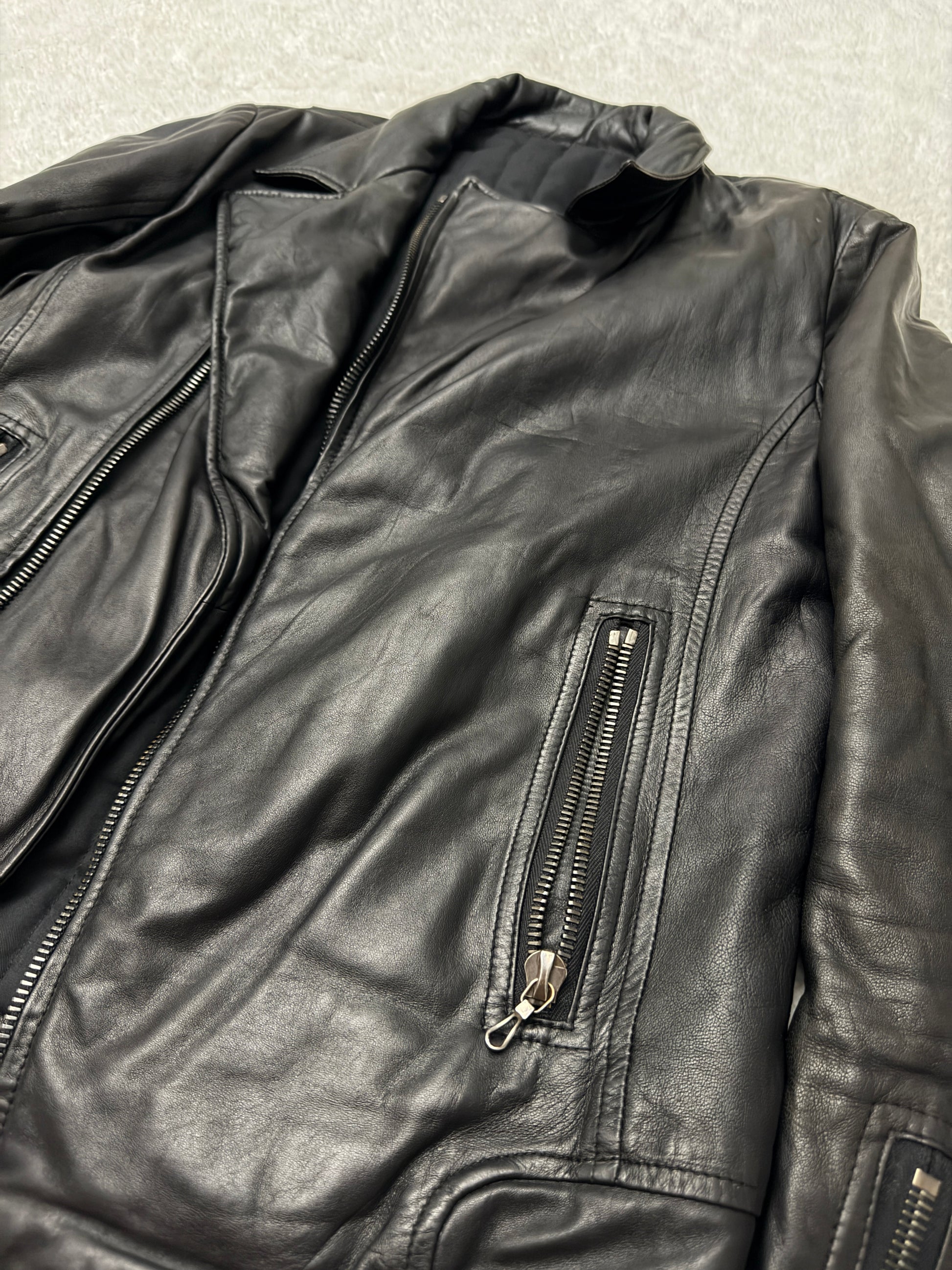 Shellac Asymmetrical Double Rider Leather Jacket