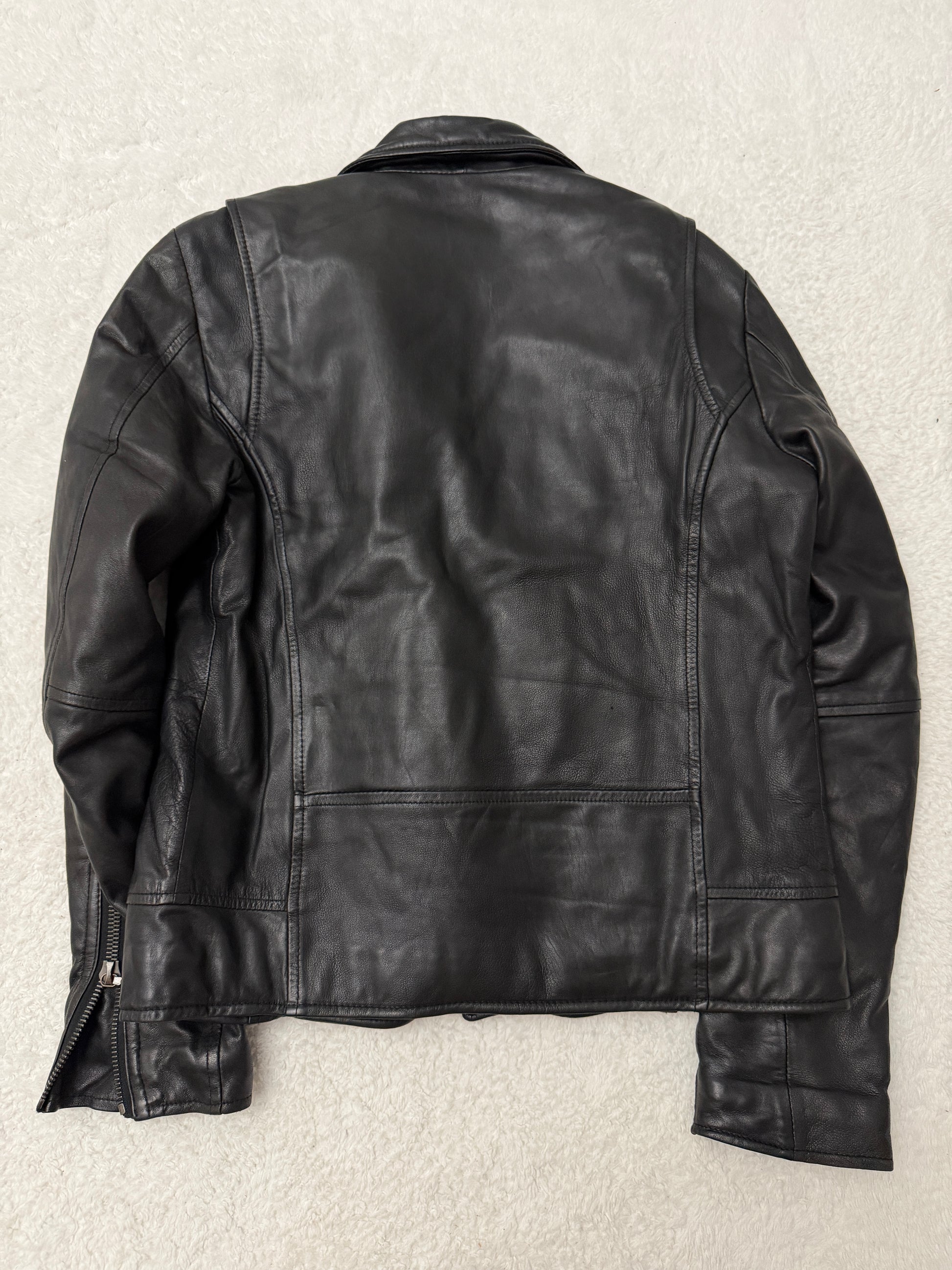 Shellac Asymmetrical Double Rider Leather Jacket