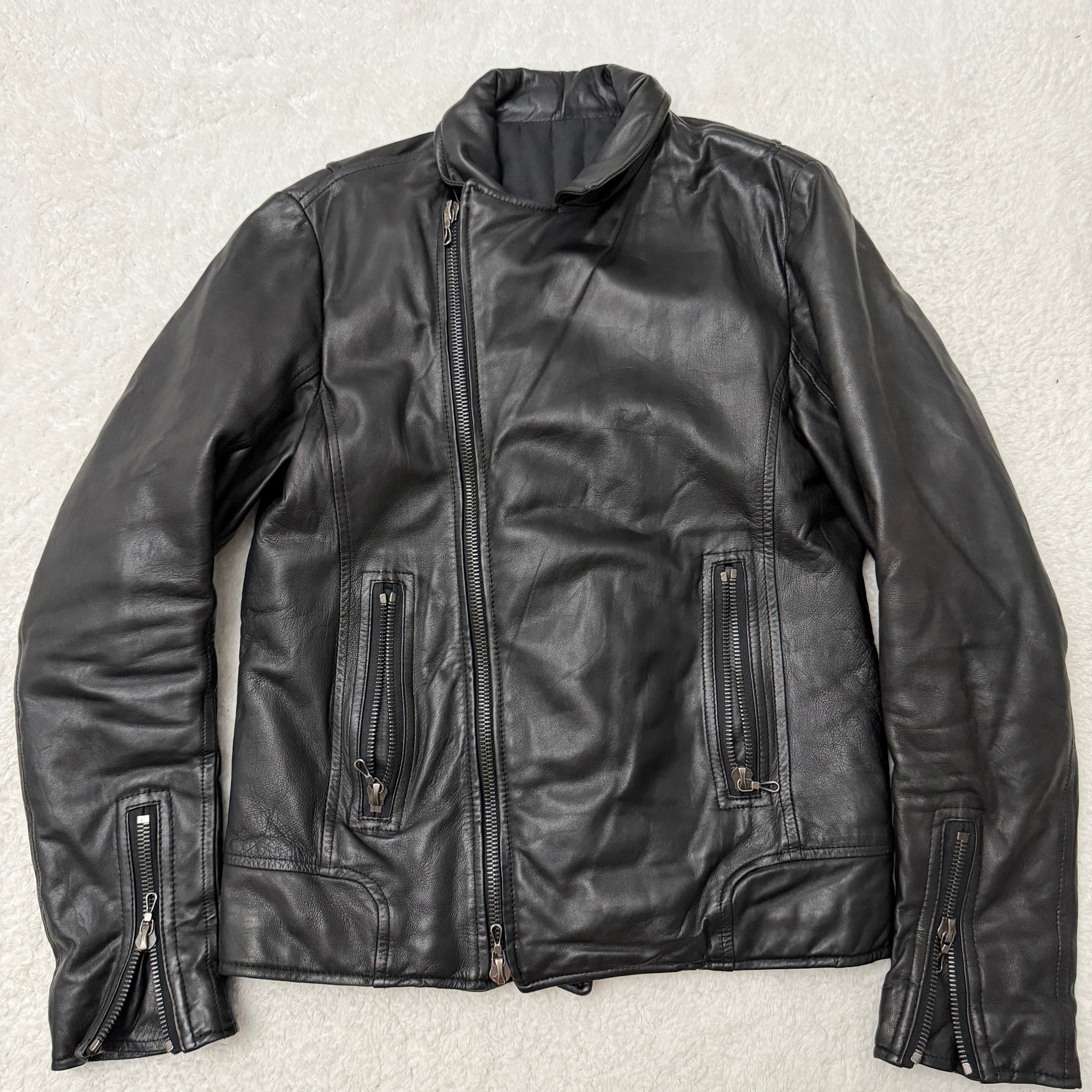 Shellac Asymmetrical Double Rider Leather Jacket