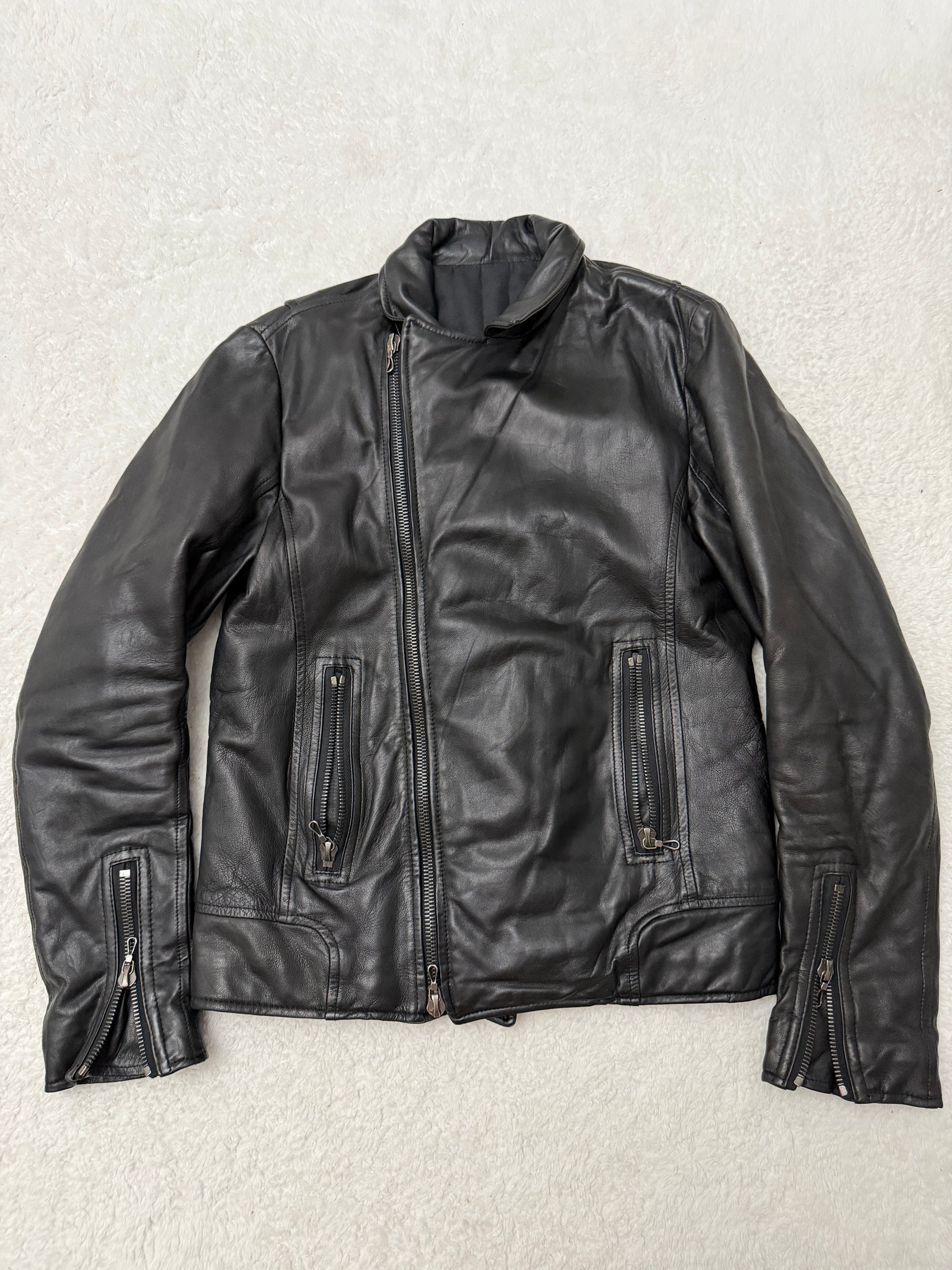 Shellac Asymmetrical Double Rider Leather Jacket
