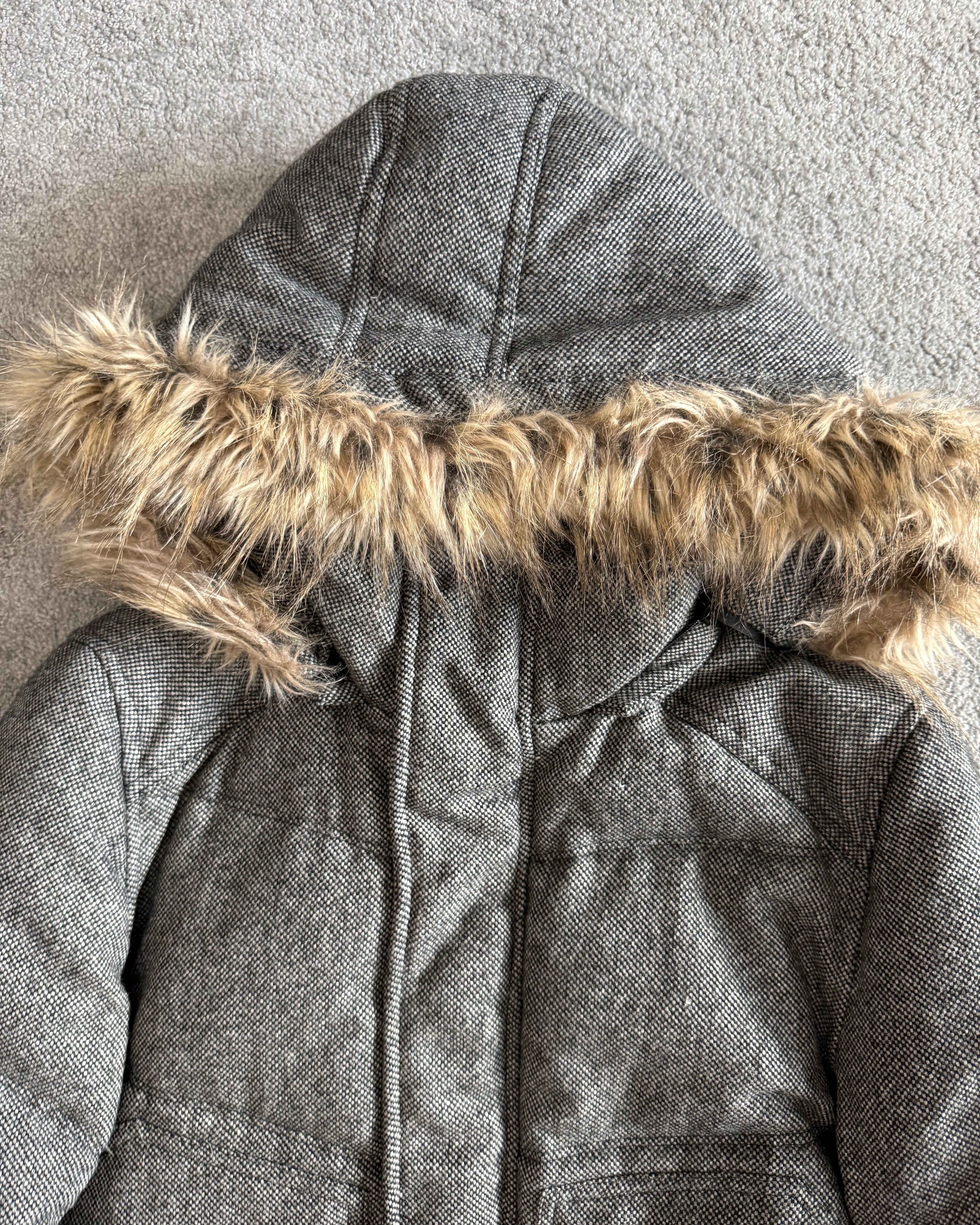 Schlussel detachable hood fur puffer jacket