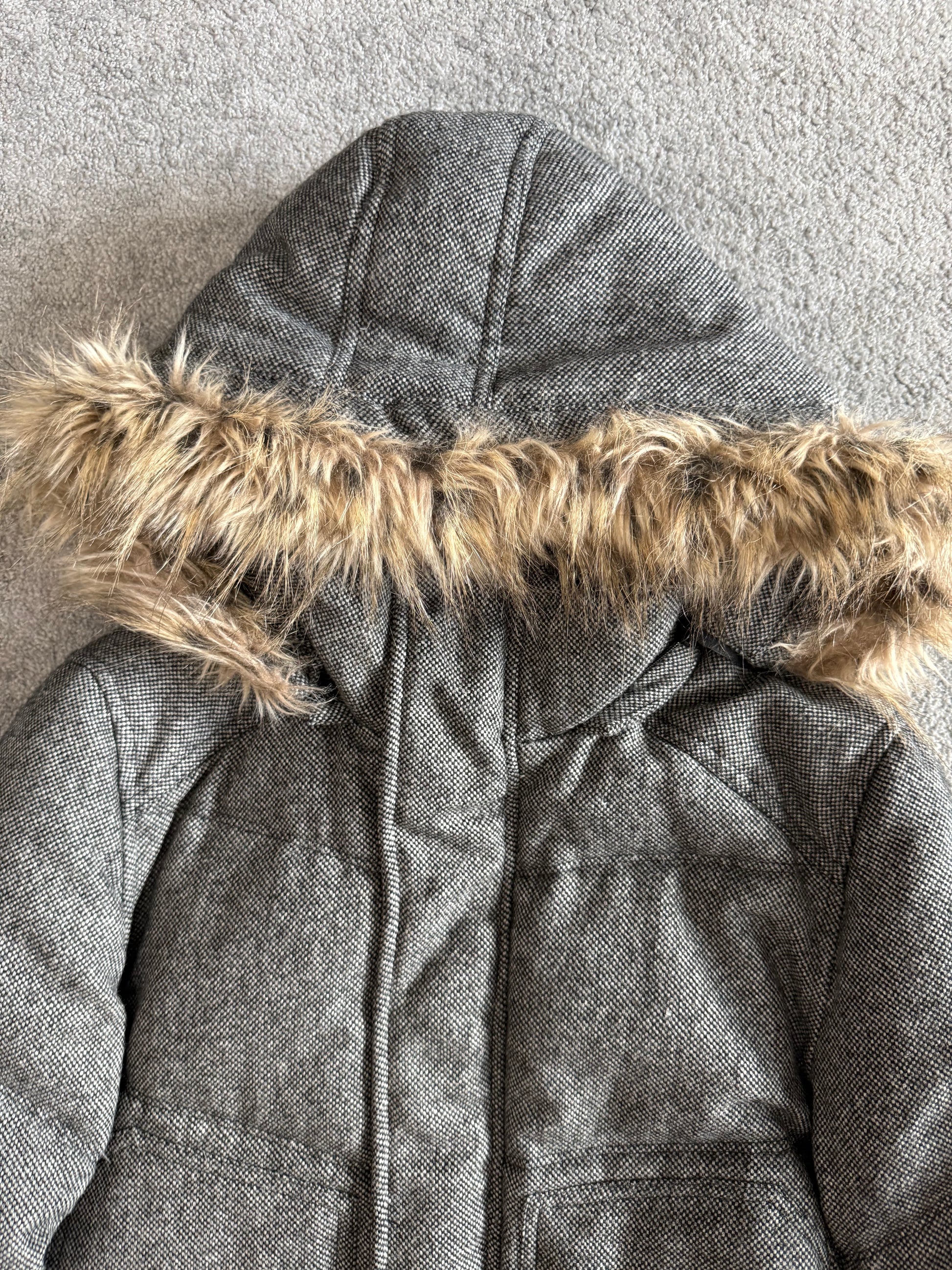 Schlussel detachable hood fur puffer jacket