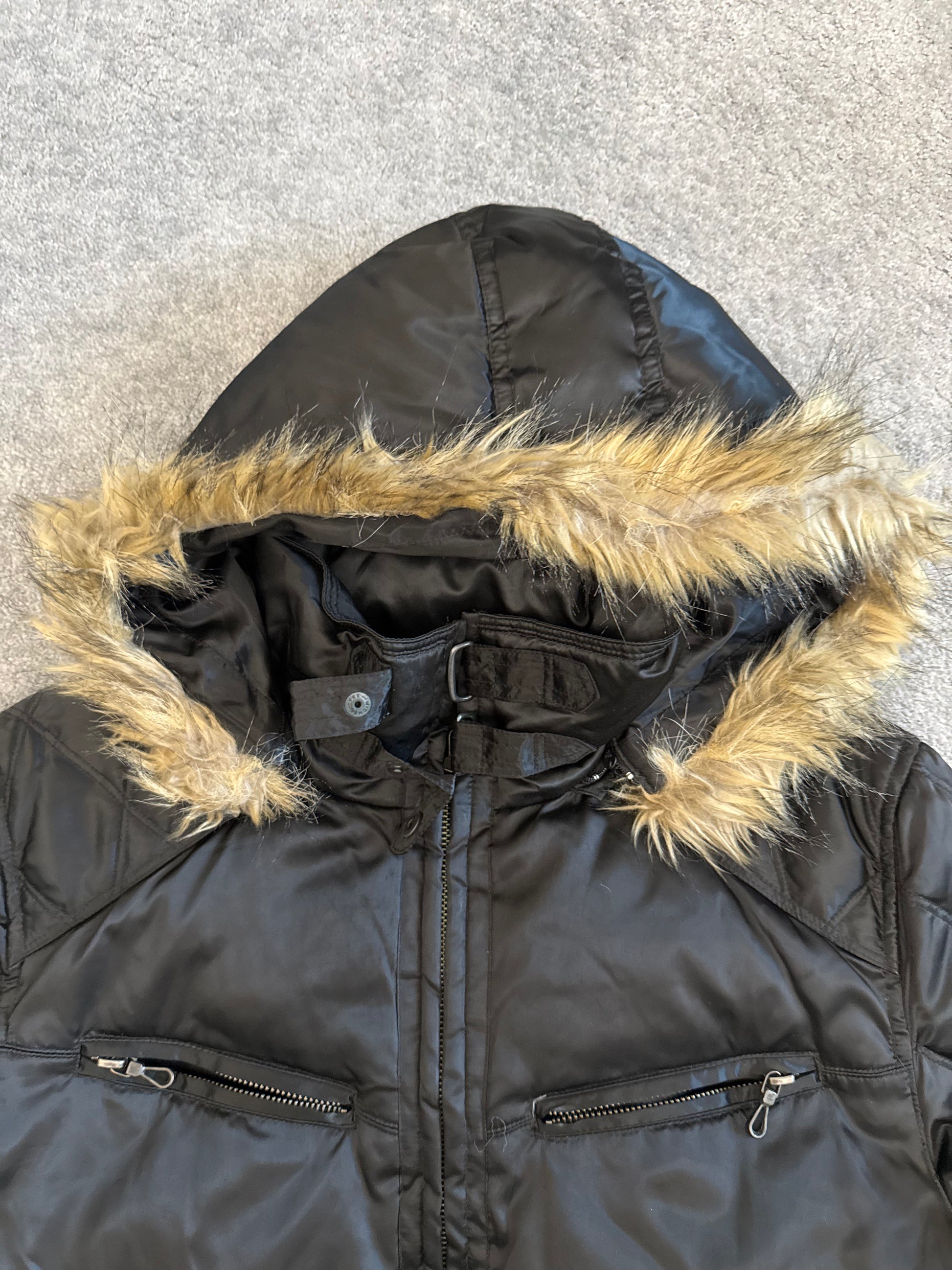Schlussel Bondadge removable hood fur puffer jacket