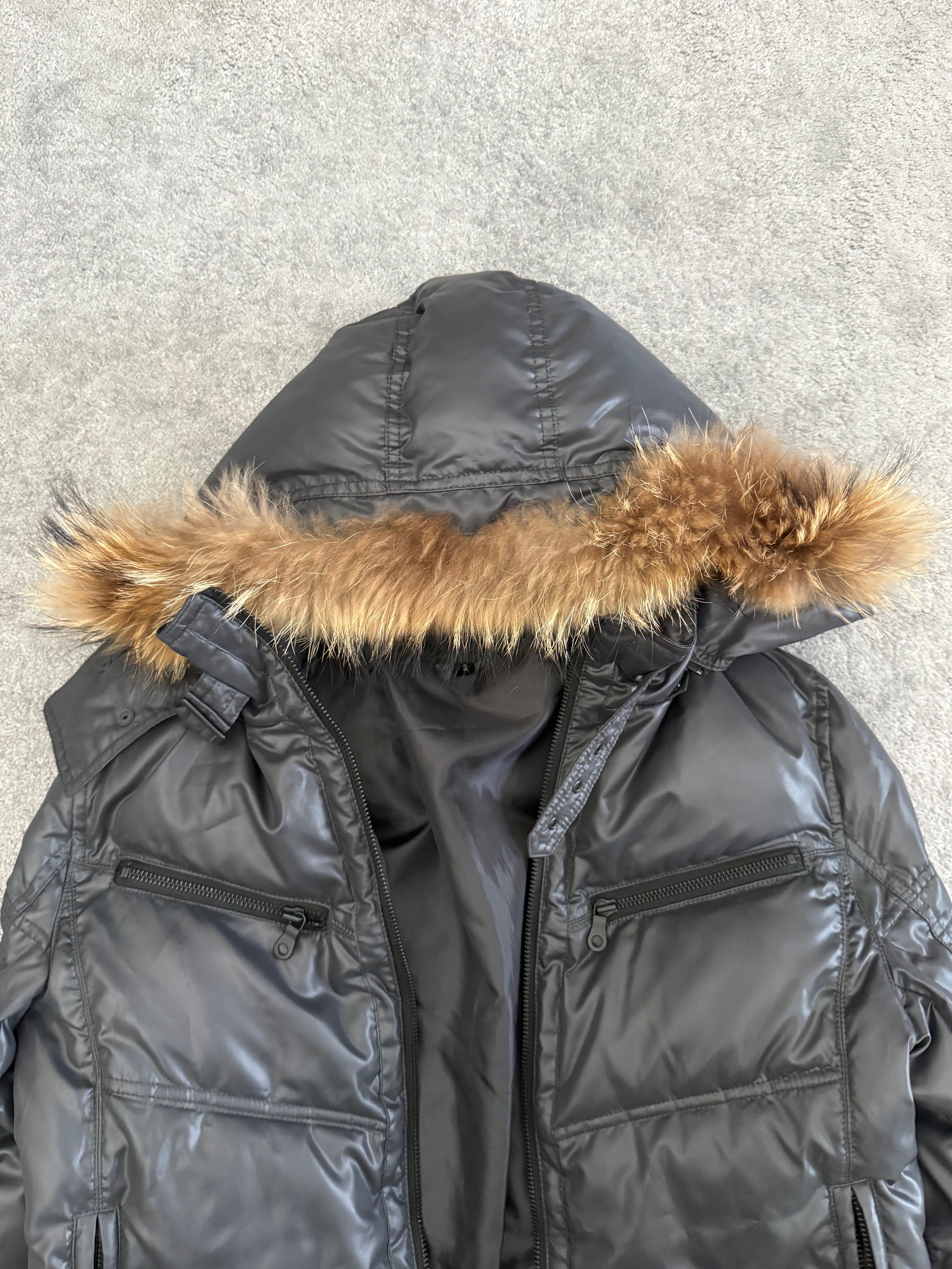 Schlussel lilaq Bondadge detachable hood fur puffer jacket