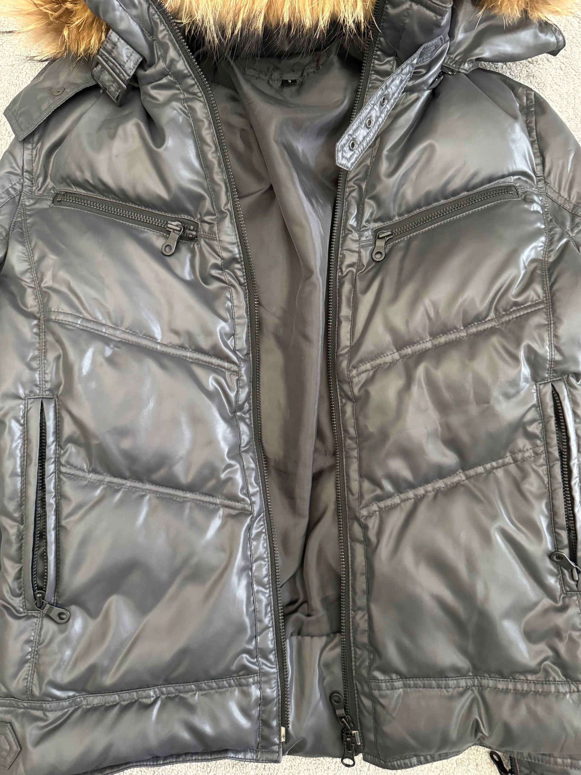 Schlussel lilaq Bondadge detachable hood fur puffer jacket