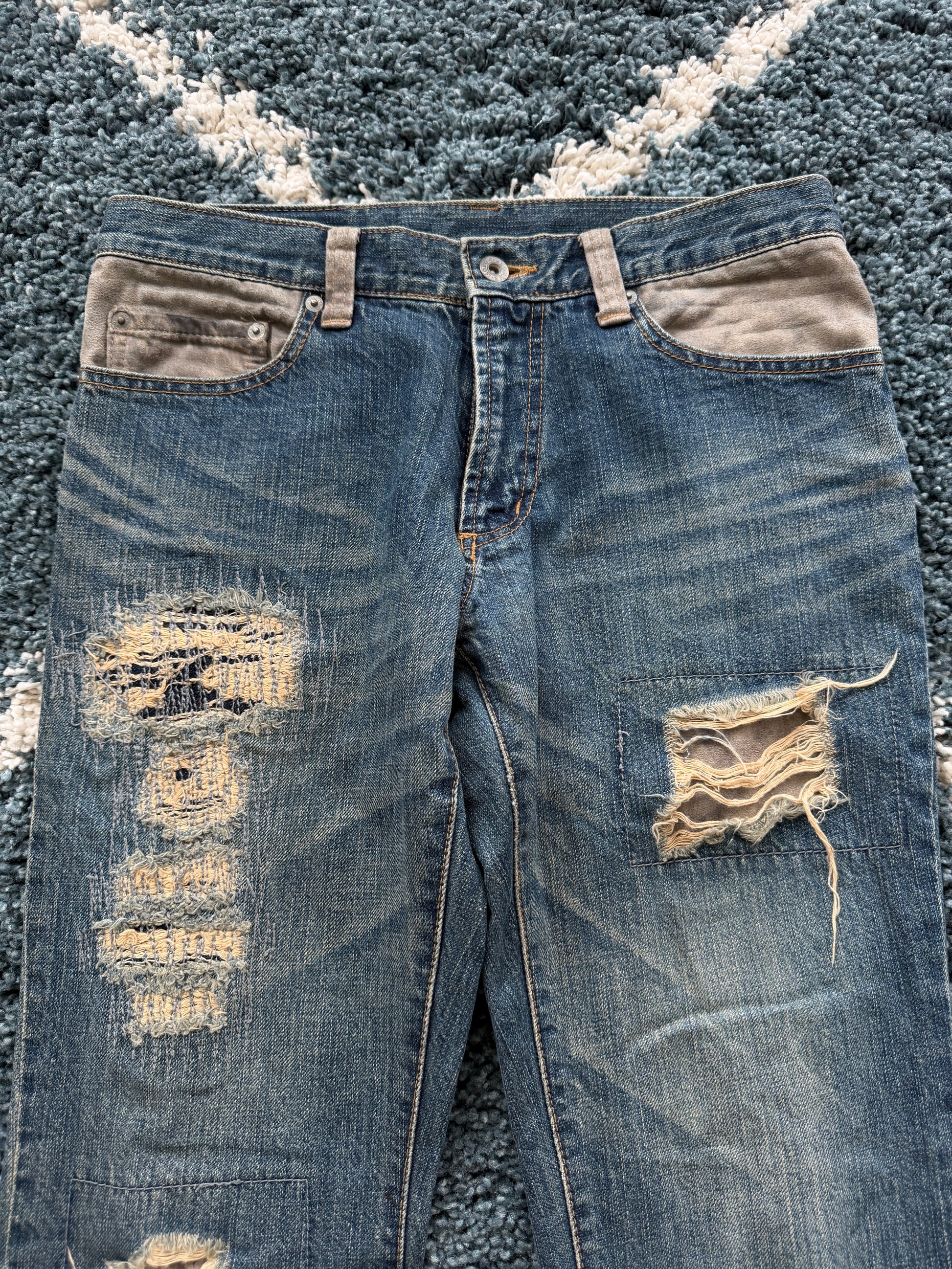 Morgan Homme Panel Leather Hybrid Flared Pants