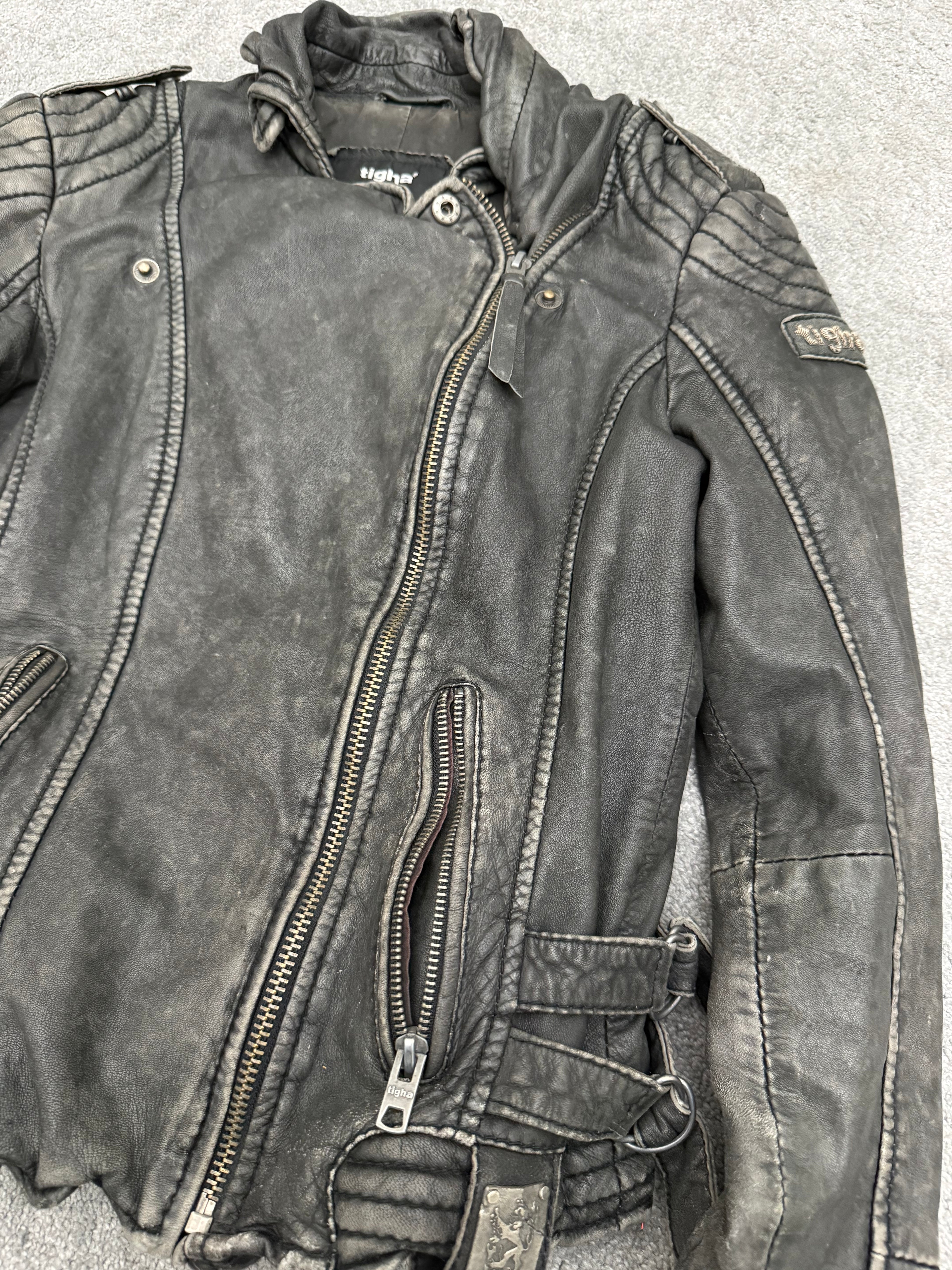 Tigha quilted asymetrical Leather Jacket
