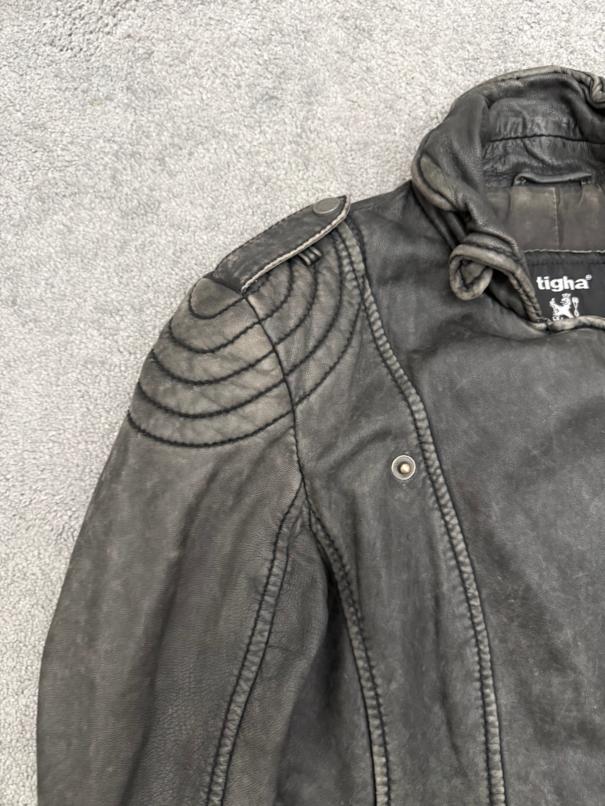 Tigha quilted asymetrical Leather Jacket
