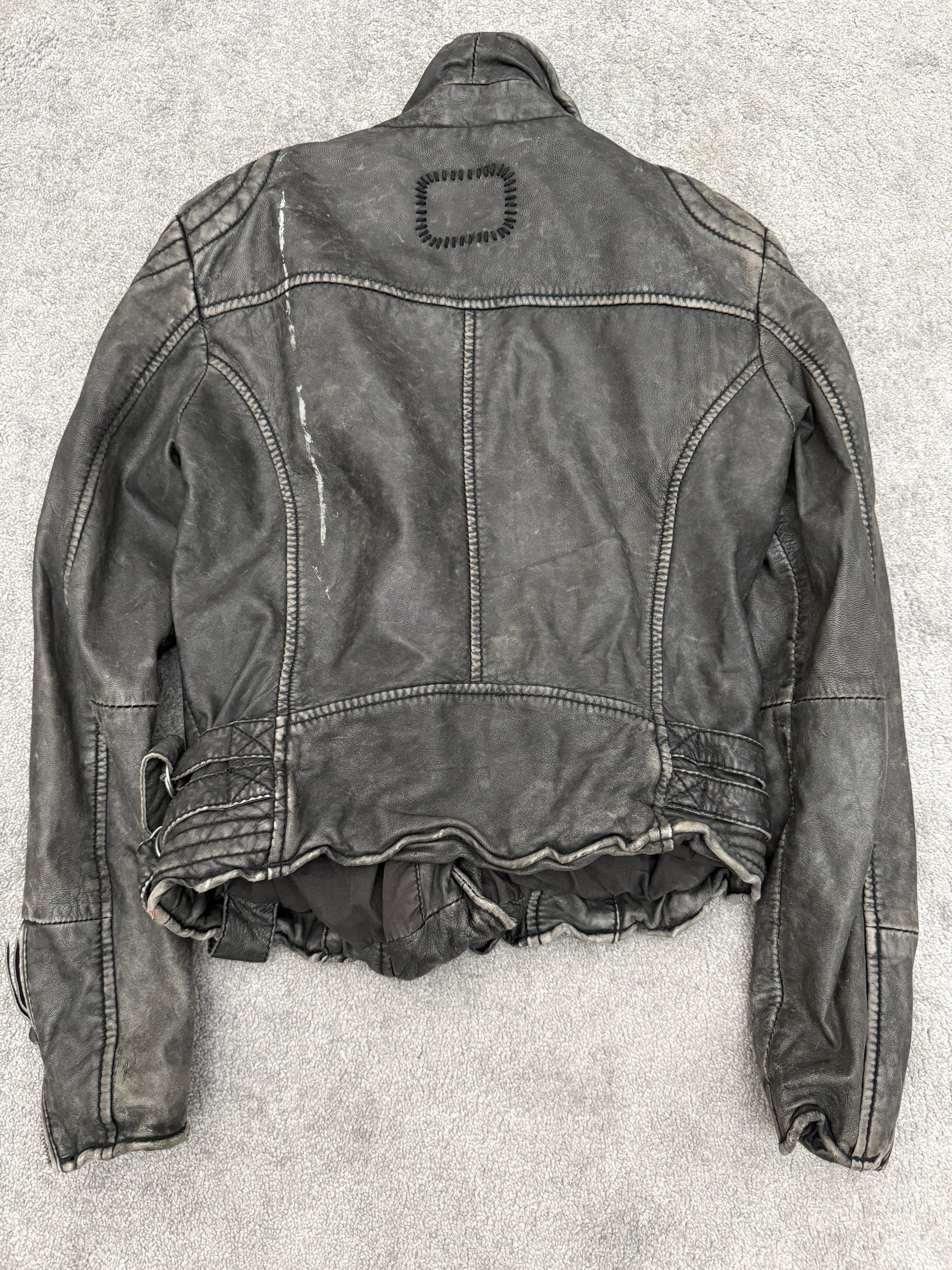 Tigha quilted asymetrical Leather Jacket