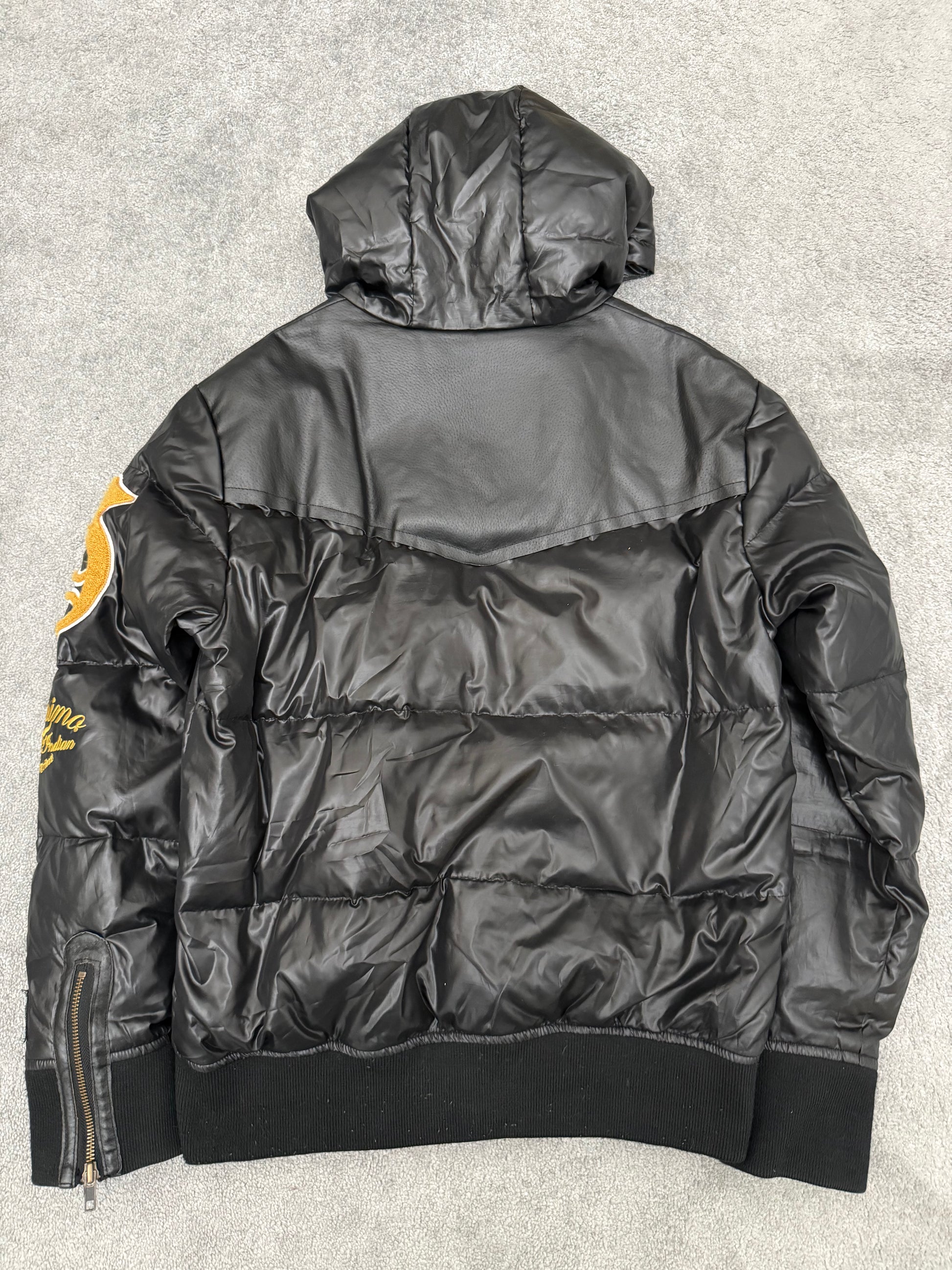 Geronimo patched leather hardware puffer jacket