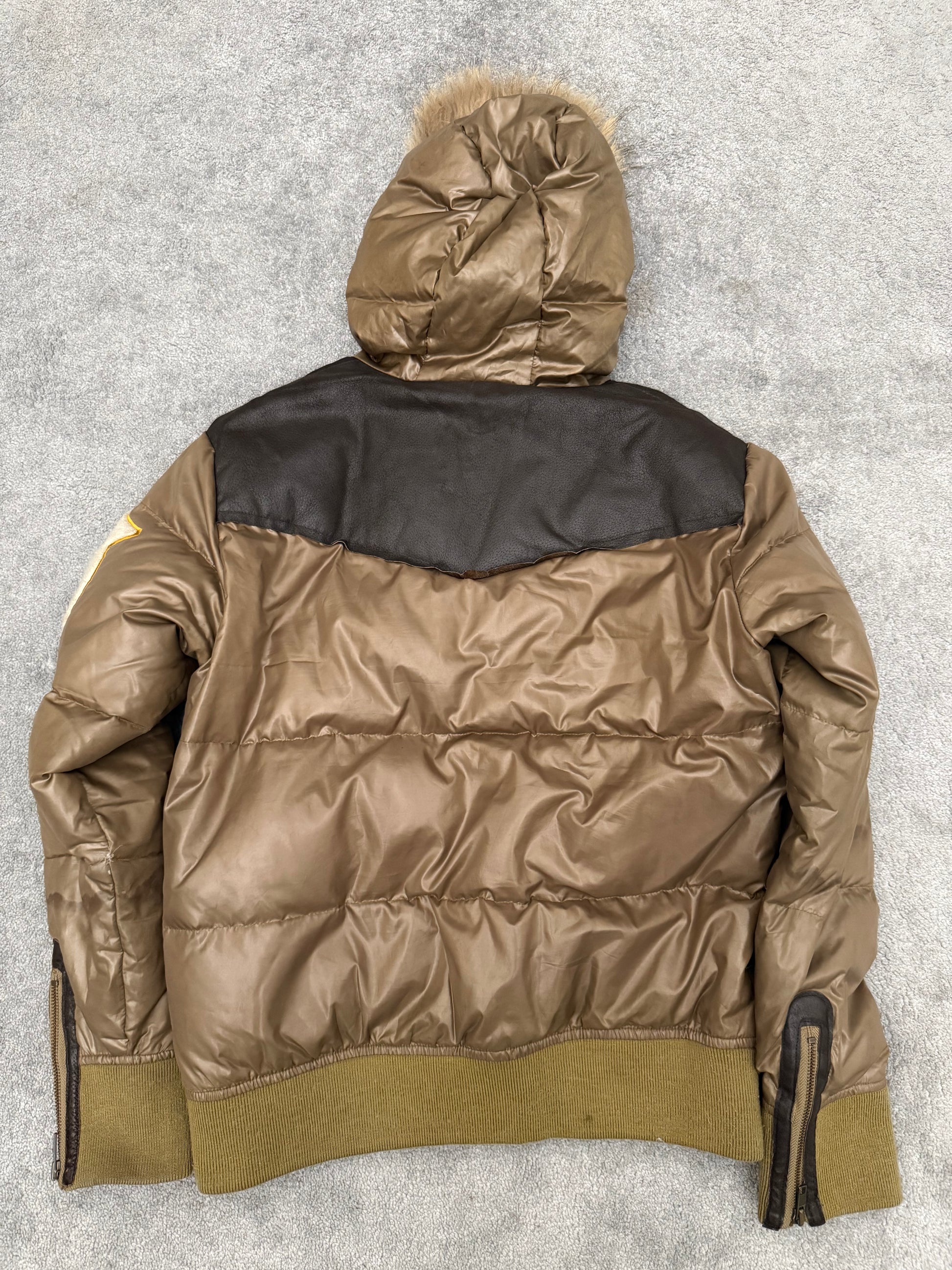 Geronimo fur puffer leather detailed jacket