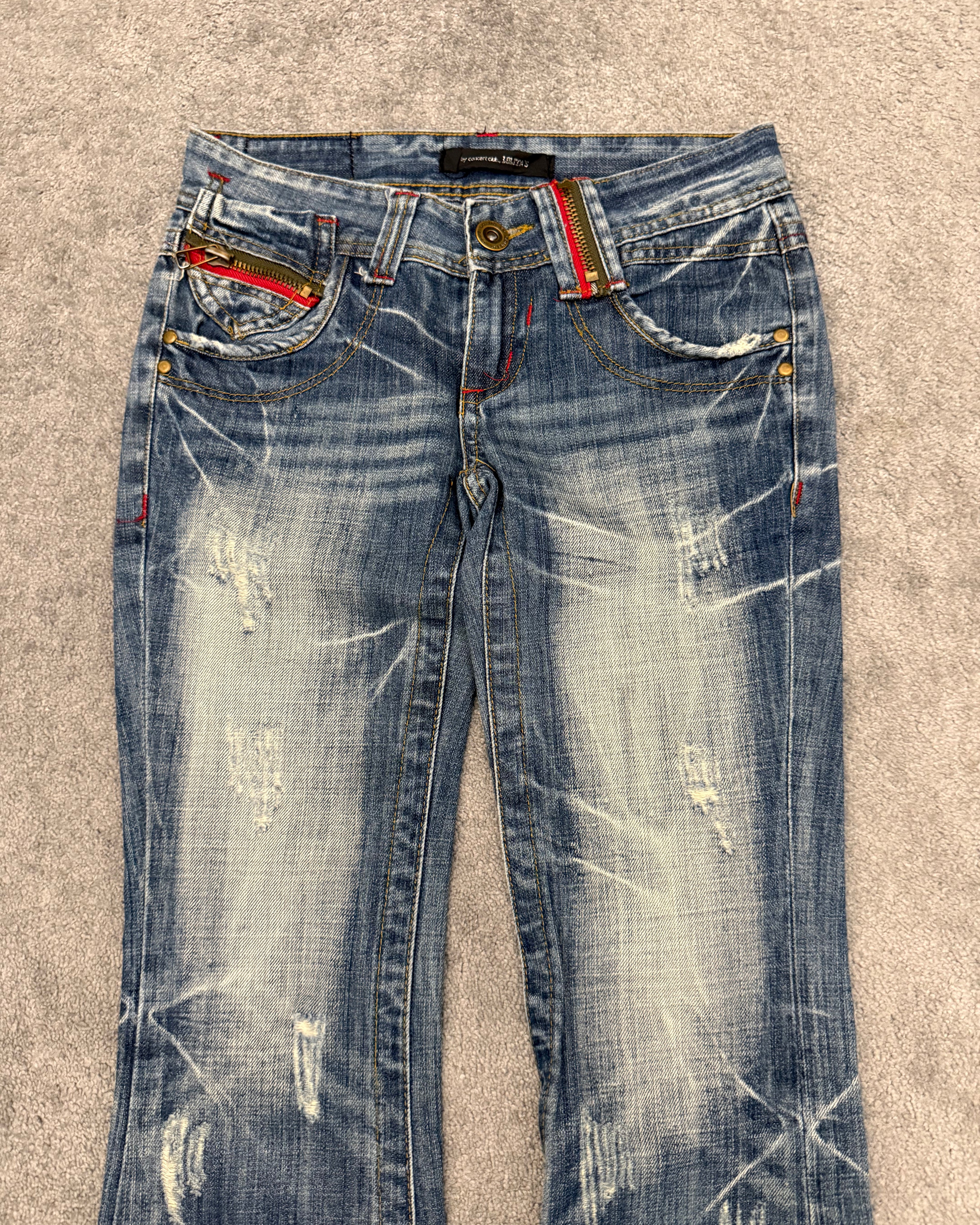 Lolita whisker washed distressed flared jeans